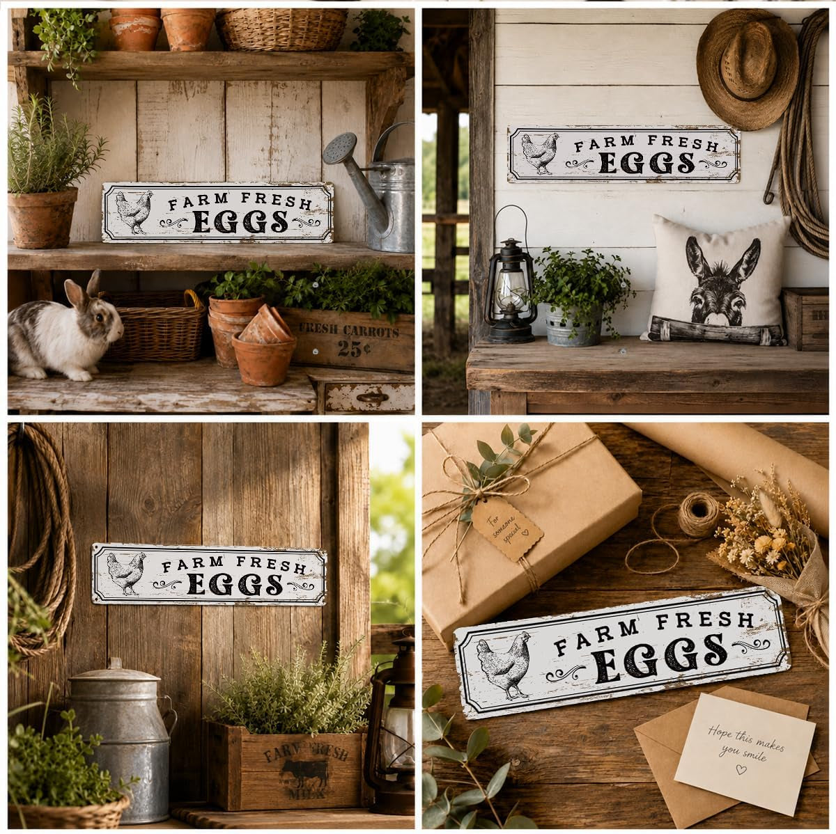 Farm Fresh Eggs Rustic Metal Chicken Coop Sign