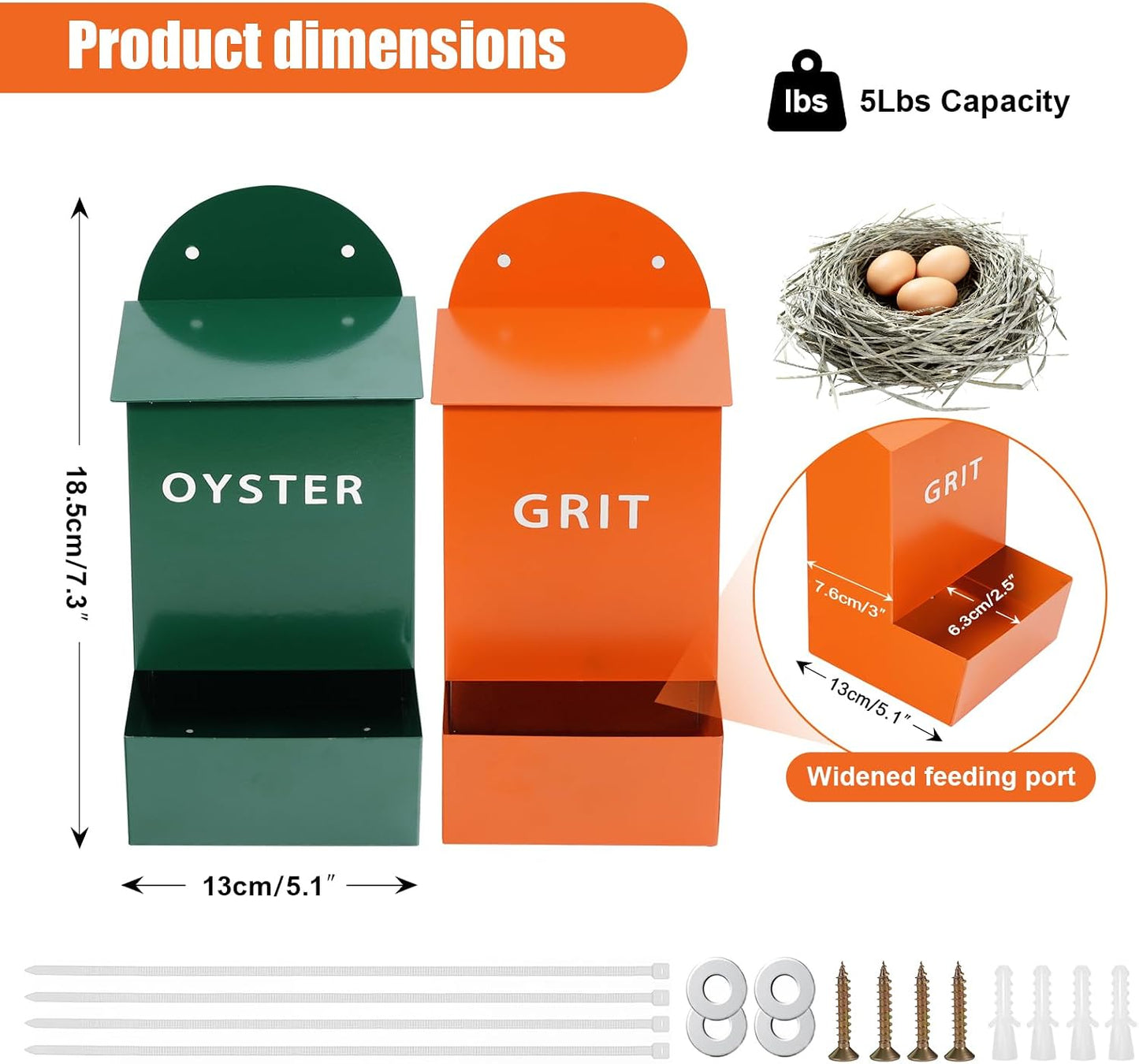 2-Pack Chicken Grit & Oyster Shell Feeder
