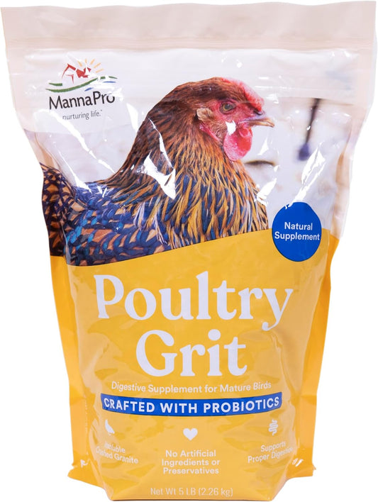 Chicken Grit with Probiotics for Healthy Chick Digestion, 5 Lb | Crushed Granite Grit, Added Poultry Grit Probiotics, Supports Digestion & Gizzard Function, for Chickens & Laying Hens