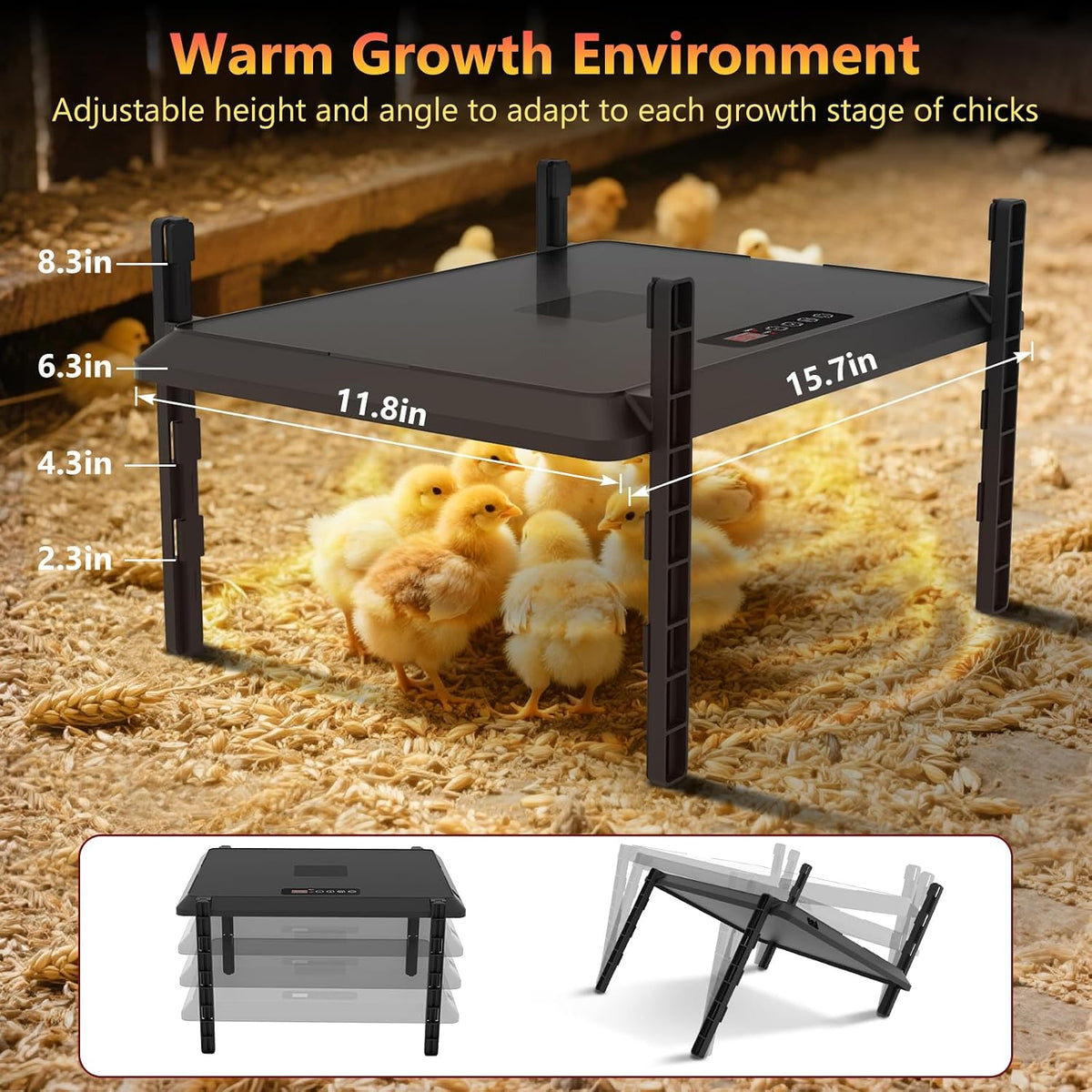 75W chick brooder plate with timer and adjustable heat