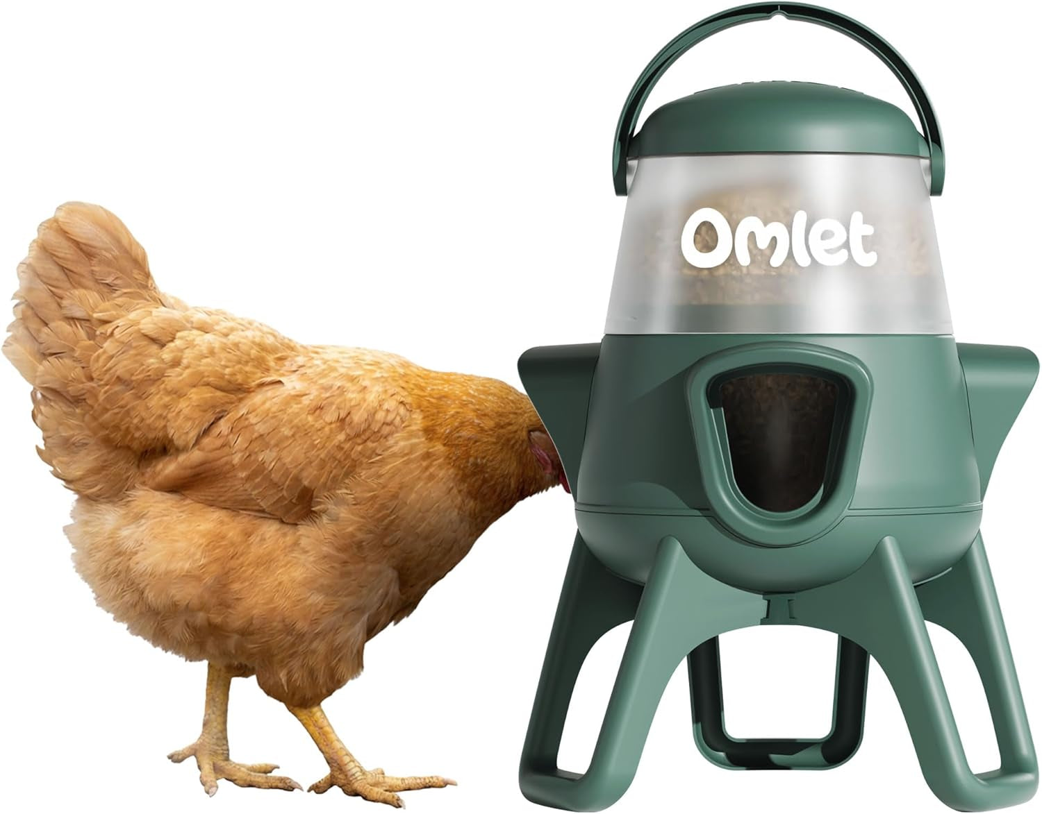 No Waste Chicken Feeder for Coop | Anti-Spill Poultry Feeder with 3 Feeding Ports | Hanging or Free Standing | Weatherproof | 6Lb