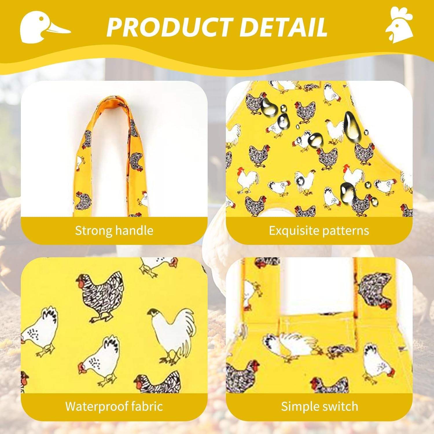 Chicken Holder Bag Chicken Medic Bag Chicken Carrier with Handle Chicken Supplies Catching Hand Bag for Hen Rooster Poultry Chicken Transport (Yellow Mix Color(1 Pack))