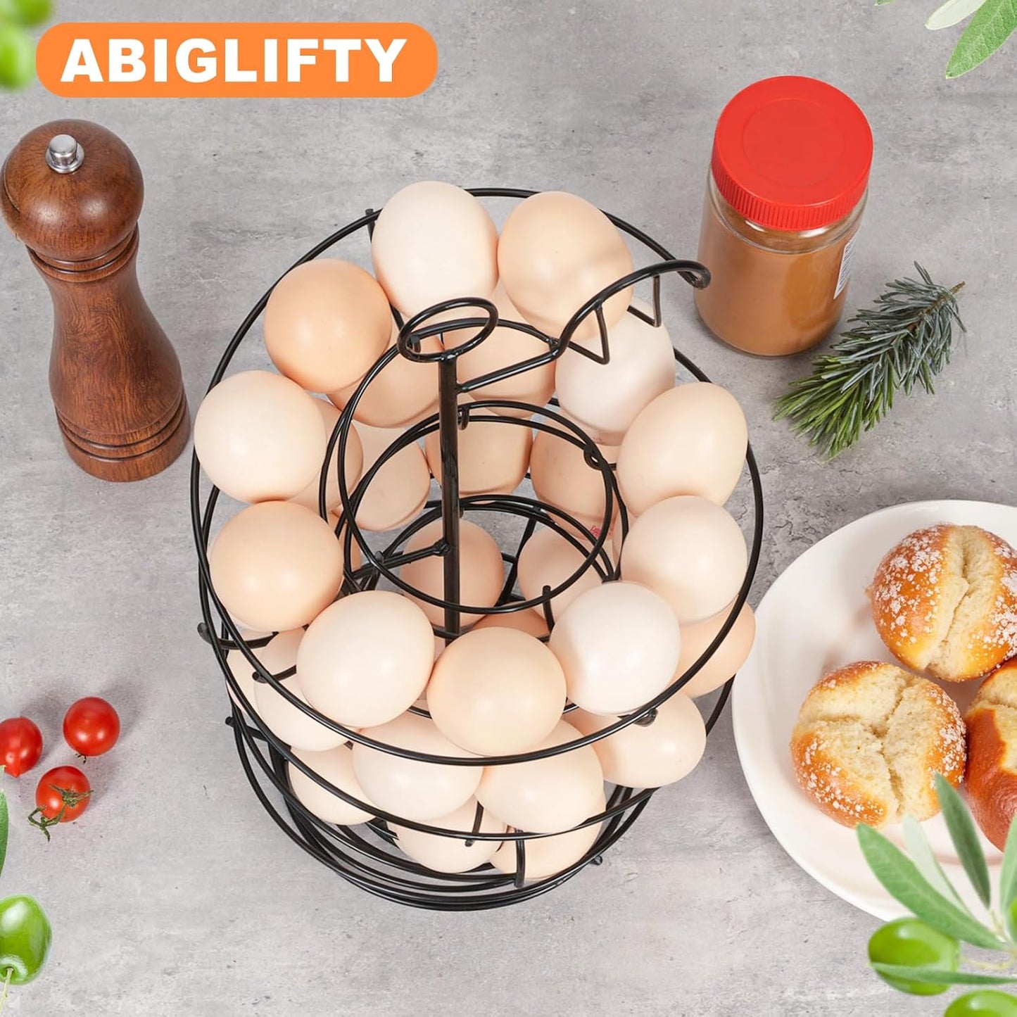 Spiral Metal Egg Holder Countertop, Fresh Egg Holder Countertop,Egg Storage for Countertop, Spiral Egg Storage Display Rack for Kitchen,Farmhouse