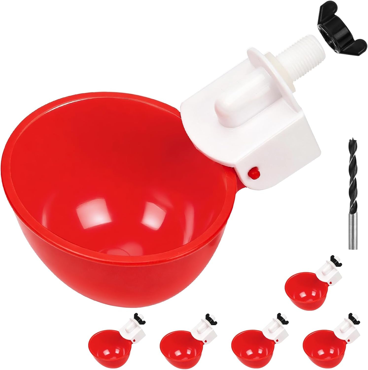 Automatic Chicken Waterer Cups, 6 Pack Large Chicken Water Feeder | Chicken Water Cups, Poultry Waterer Great for Duck, Chicken, Goose, Turkey, Bunny and Bird with Installing Drill