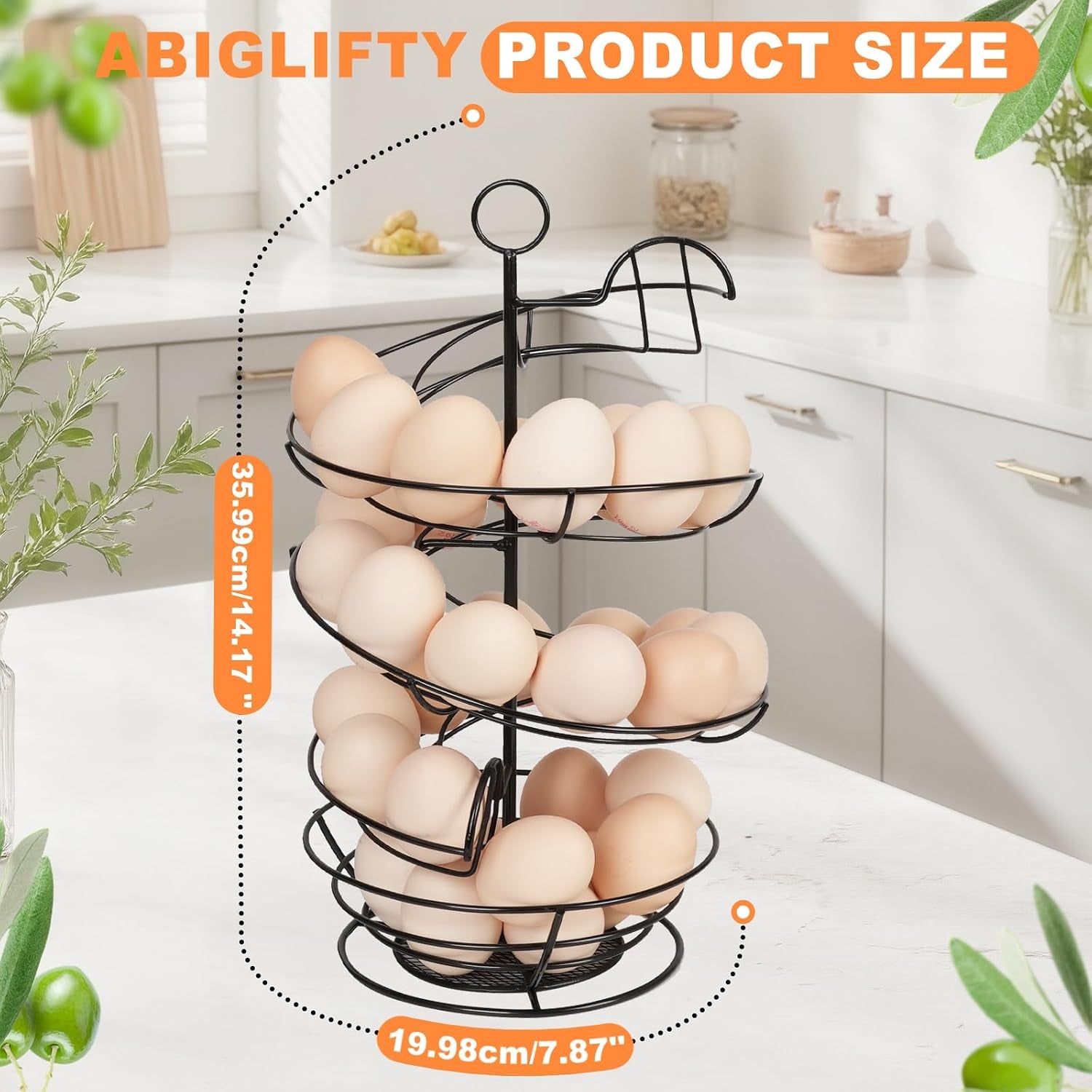 Spiral Metal Egg Holder Countertop, Fresh Egg Holder Countertop,Egg Storage for Countertop, Spiral Egg Storage Display Rack for Kitchen,Farmhouse
