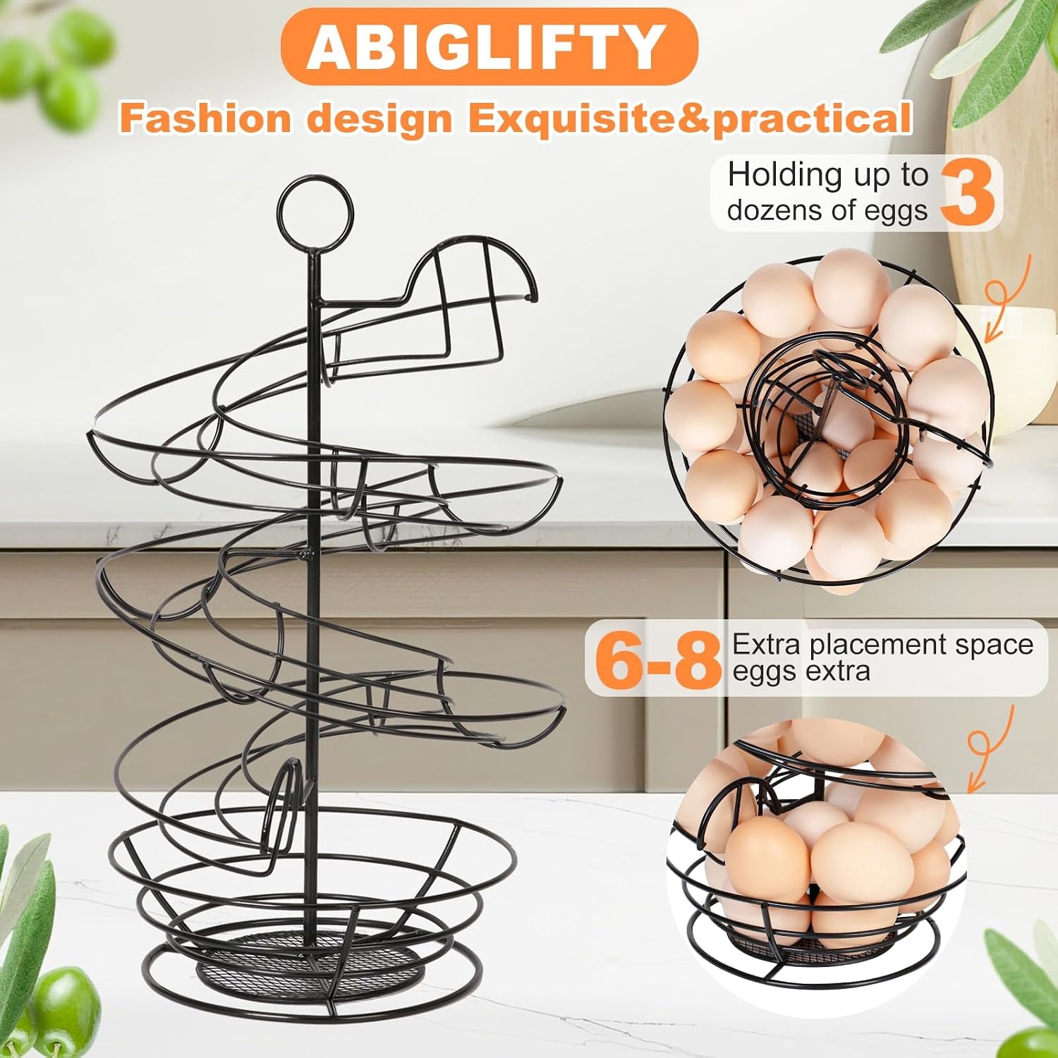 Spiral Metal Egg Holder Countertop, Fresh Egg Holder Countertop,Egg Storage for Countertop, Spiral Egg Storage Display Rack for Kitchen,Farmhouse
