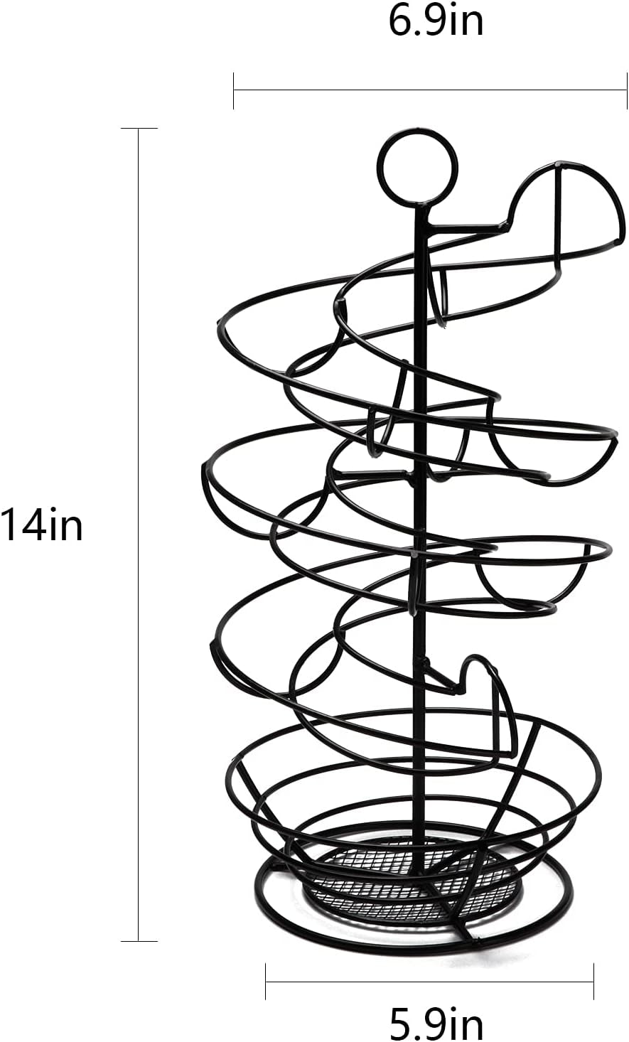 Black Metal Egg Skelter with Storage Basket, Spiral Design Egg Holder for Large Egg for Countertop, Kitchen