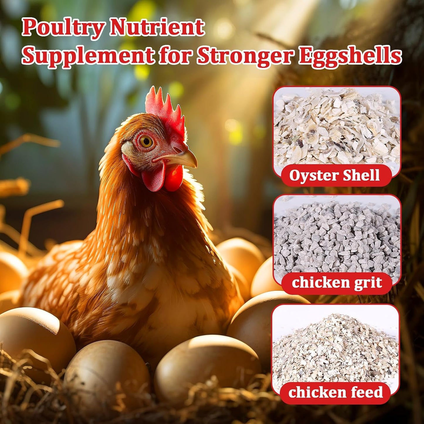 Oyster Shell and Grit Feeder Combo, Metal Chicken Feeder with Viewing Window/Lid, Hanging Gravity Chicken Grit Feeder, Coop Accessories for Healthier Hens and Eggs (Black)