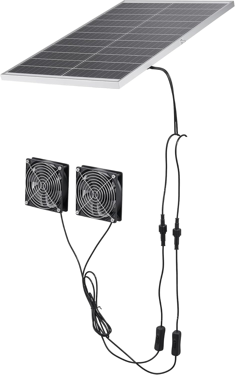 30W Solar Chicken Coop Ventilation Fan Kit – Dual High-Speed Fans