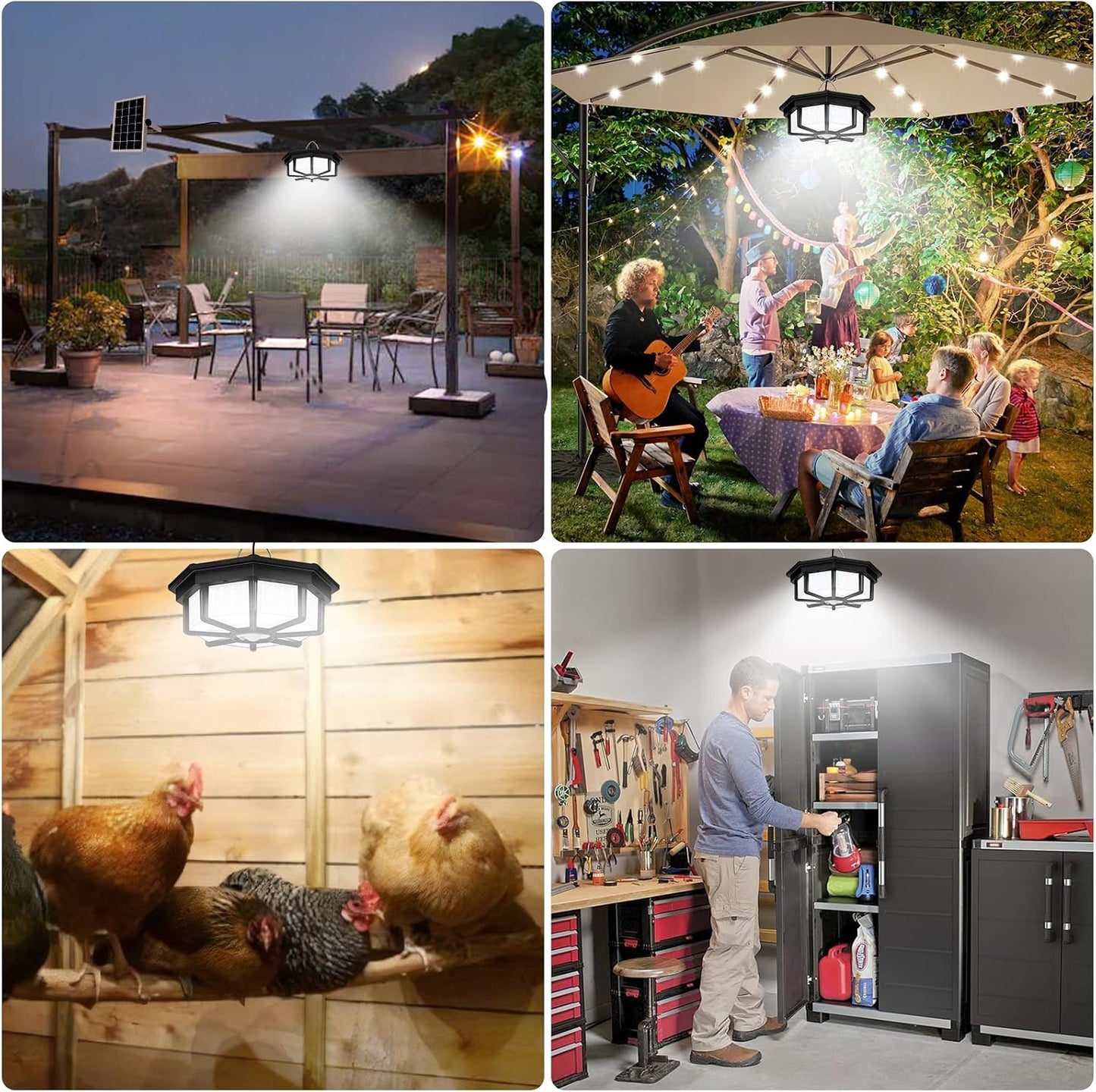 Solar Shed Light Indoor Outdoor,  288LED Solar Powered Motion Sensor Pendant Light Daytime Available, Solar Indoor Lights with 5 Lighting Modes & Remote for Shed Gazebo Barn Garage Home