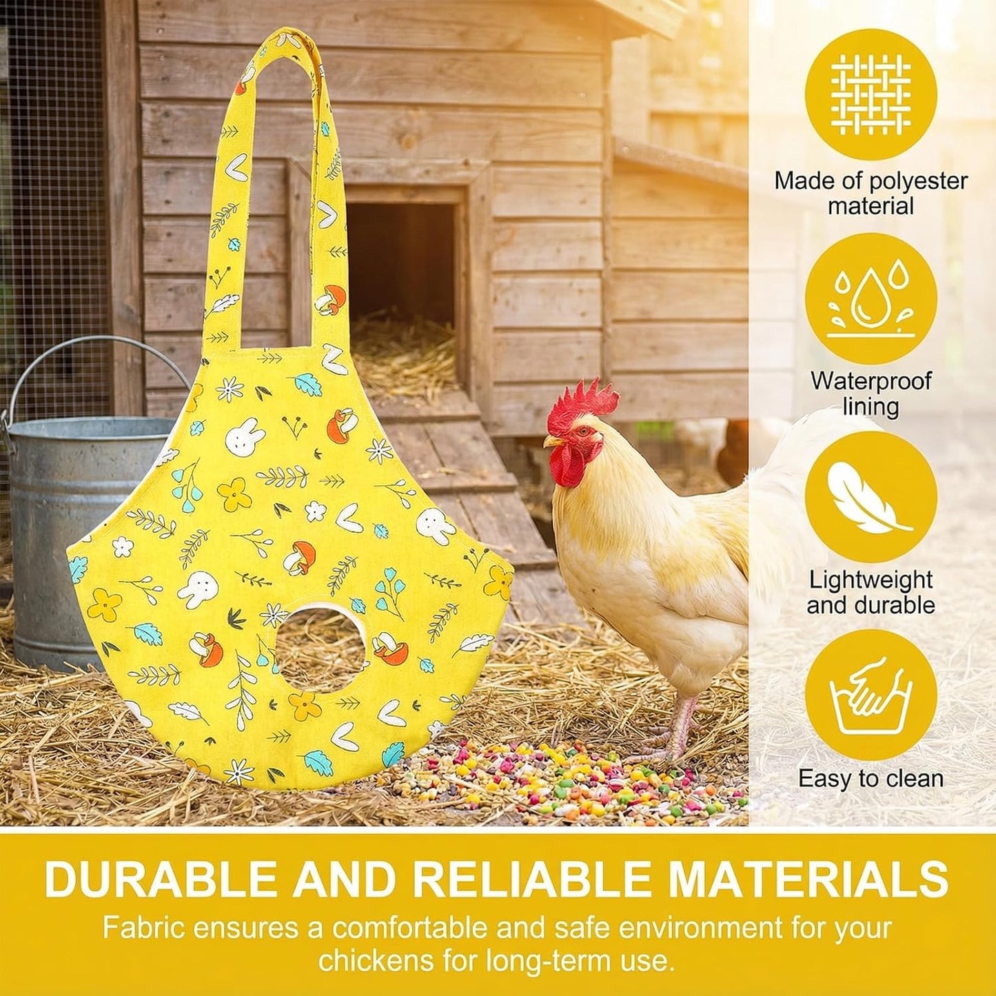 Waterproof Chicken Holder Bag, Chicken Carrier with Handle | Chickens Sling for Traveling, Hiking, Driving, Chickens Medic Bag for Hen Rooster Poultry Transport (Yellow Mix Color)