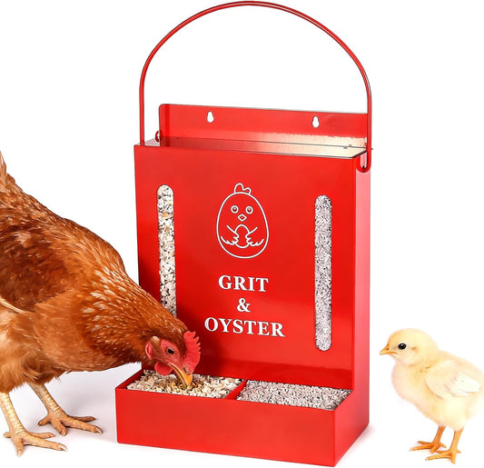 Oyster Shell & Grit Feeder Combo with Viewing Window – Red