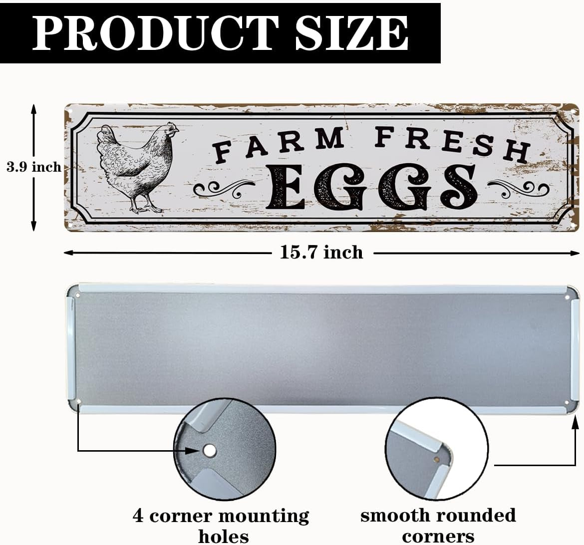 Farm Fresh Eggs Rustic Metal Chicken Coop Sign