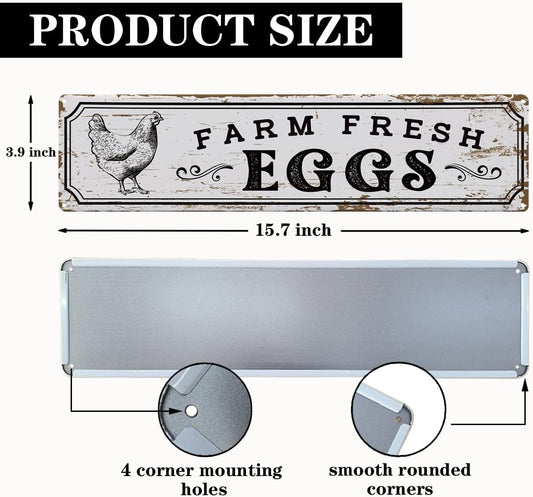 Farm Fresh Eggs Rustic Metal Chicken Coop Sign