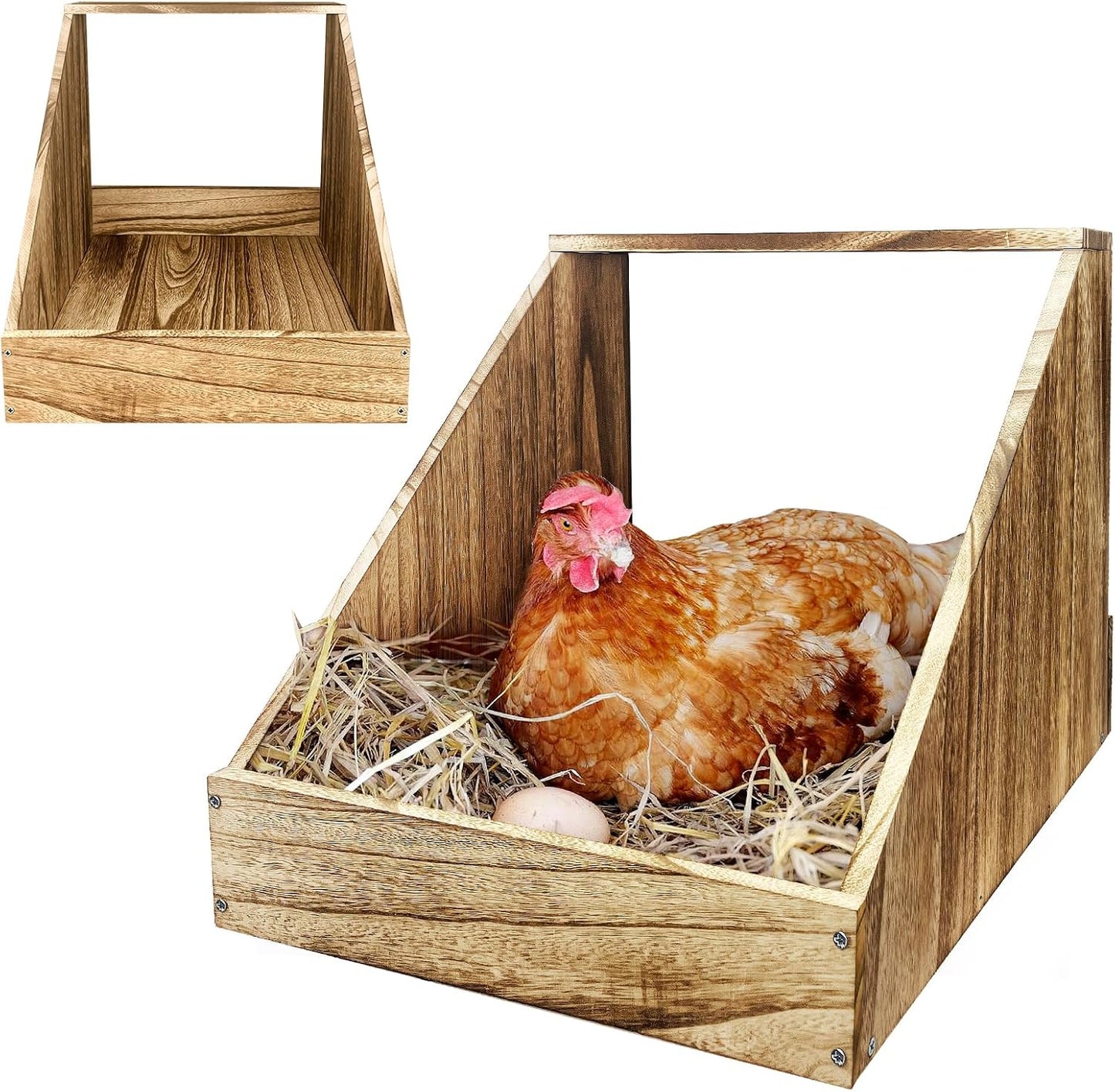 Wooden Single Compartment Chicken Nesting Box for Outdoor Coop - Comfortable Laying Box for Hens, Ducks and Poultry with Easy-Clean Design and Ventilated Egg Laying Space for Backyard Chickens