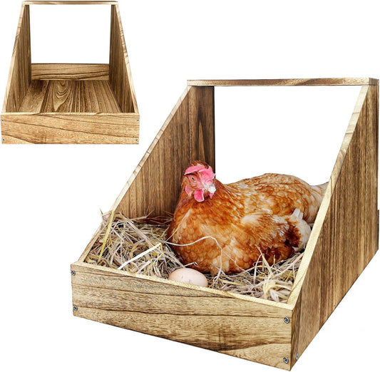 Wooden Single Compartment Chicken Nesting Box for Outdoor Coop - Comfortable Laying Box for Hens, Ducks and Poultry with Easy-Clean Design and Ventilated Egg Laying Space for Backyard Chickens