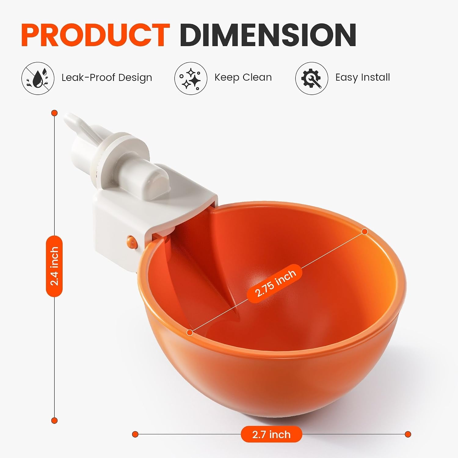 Chicken Waterer Cups, 6 Pack Automatic Chickens Water Cups for Poultry Orange
