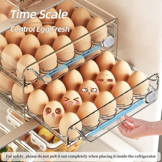 60-egg refrigerator organizer with pull-out drawers