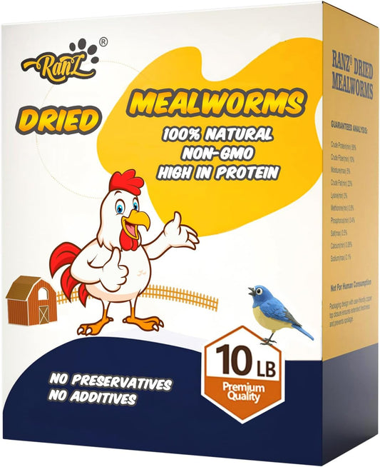 10LB Dried Mealworms Bulk Bag for Chickens & Wild Birds, High Protein