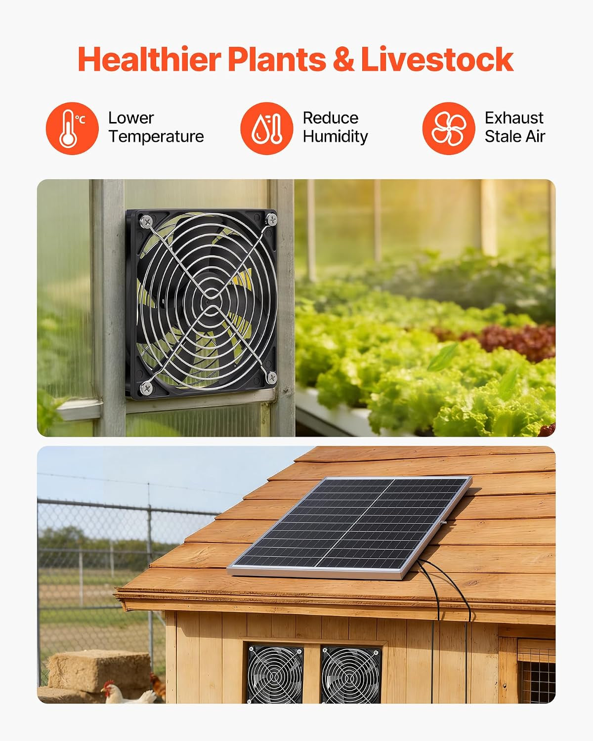 30W Solar Chicken Coop Ventilation Fan Kit – Dual High-Speed Fans