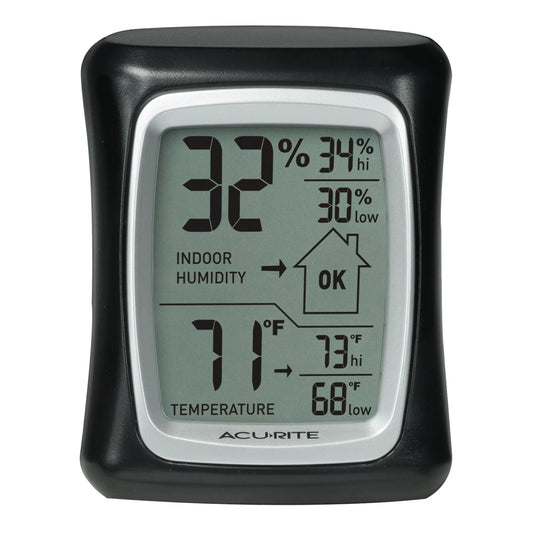 AcuRite digital thermometer and hygrometer for monitoring chicken coop temperature and humidity