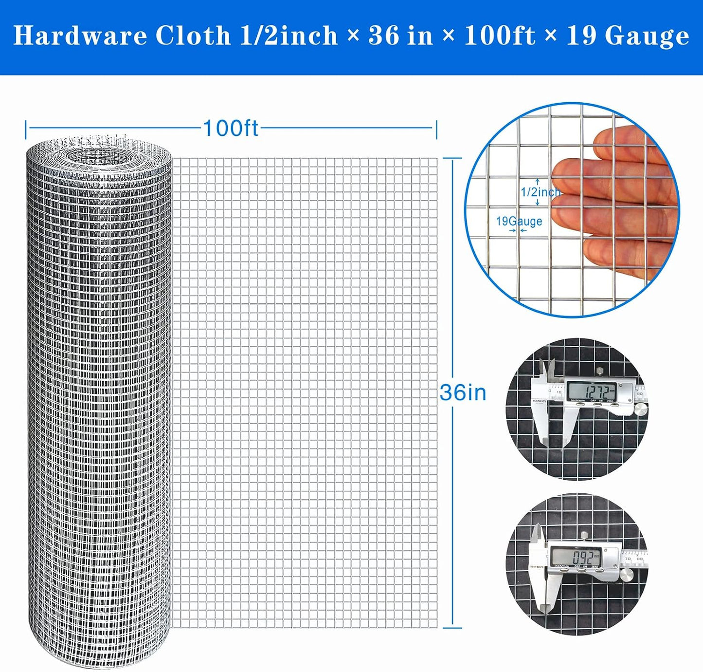Hot-Dip Galvanized Hardware Cloth 1/2In 36X100Ft 19G Chicken Wire | Fencing