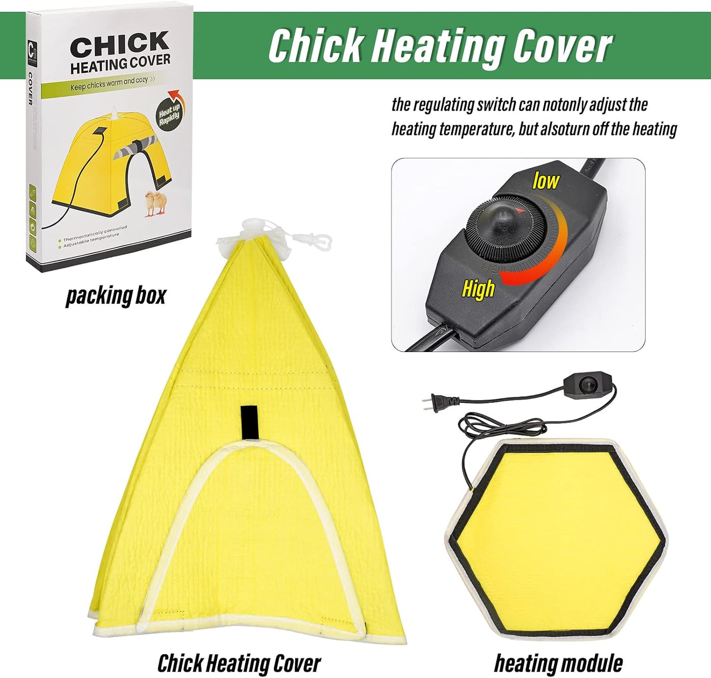 Chicken Brooder Box for Chicks Brooder Plate Chick Heater Warmer for 10 Newborns Baby Chicken Supplies for Chicks Duckling Quail Goose Poultry Bird Breeding Box
