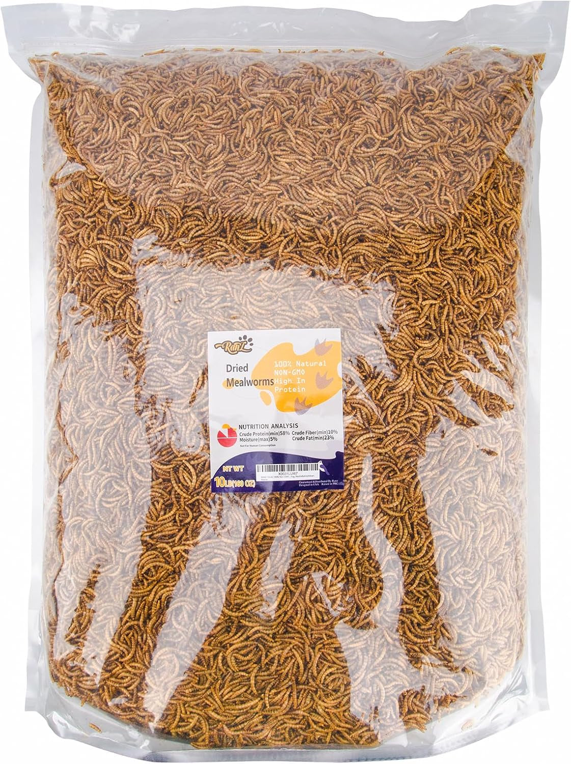10LB Dried Mealworms Bulk Bag for Chickens & Wild Birds, High Protein