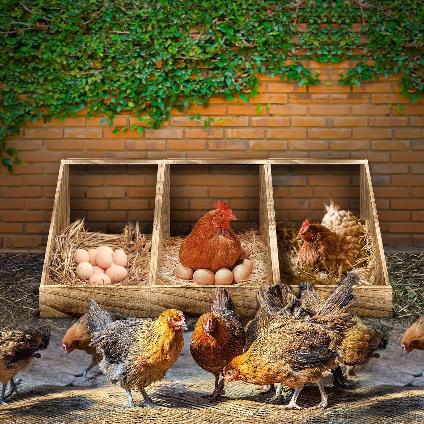 Wooden Single Compartment Chicken Nesting Box for Outdoor Coop - Comfortable Laying Box for Hens, Ducks and Poultry with Easy-Clean Design and Ventilated Egg Laying Space for Backyard Chickens