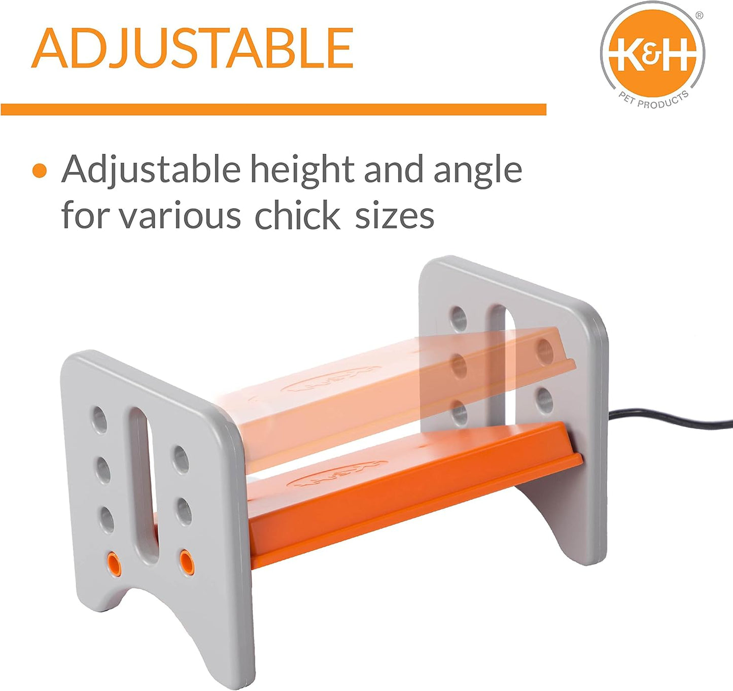 K&H Brooder Plate, Thermo-Poultry Brooder, Safety Listed, Large 40 Watts | Chicken Coop Heater with Safety Light, Adjustable Heat Plate for Chicks, Warms up to 30 Chicks, Gray/Orange