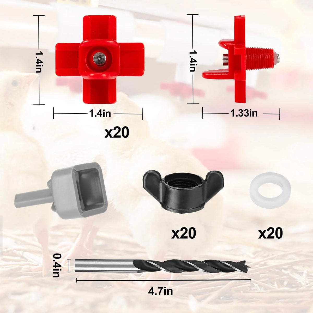 20-Pack Horizontal Chicken Watering Nipples – DIY Poultry Waterer Kit