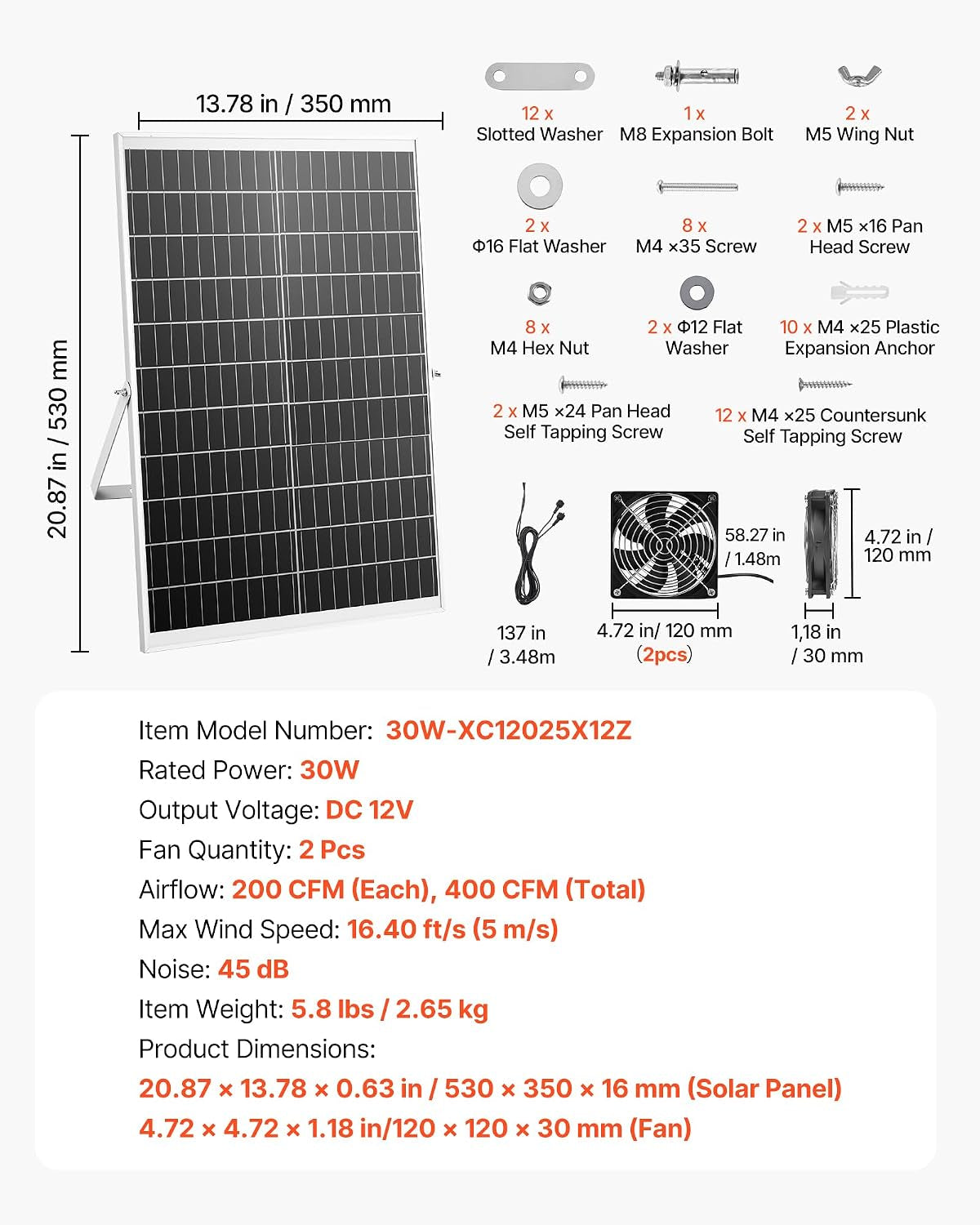 30W Solar Chicken Coop Ventilation Fan Kit – Dual High-Speed Fans
