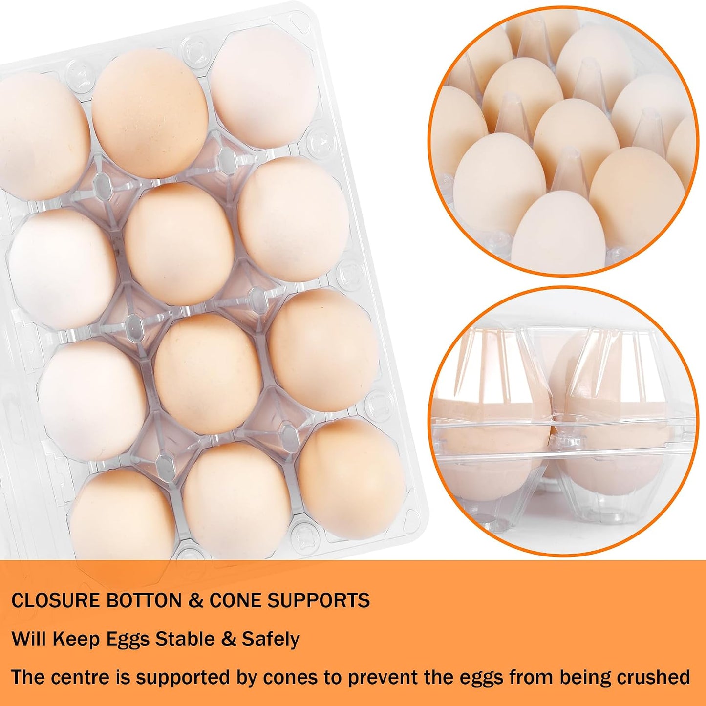 100 Pack 12 Count Plastic Egg Cartons - Bulk Cheap Clear Reusable Egg Containers for Chicken Eggs, Dozen Egg Storage Solutions.