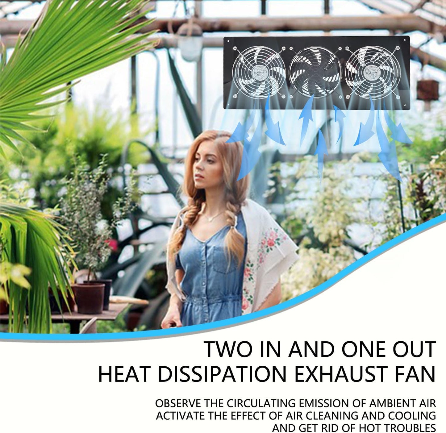 Solar Exhaust Fan,Solar Panel with 3 Ventilation Fans Kit,Solar Powered Fan for Shed,Chicken Coop,Attic & Greenhouse Intake or Exhaust Air,3500Rpm, 15FT Cord,Ip67 Waterproof
