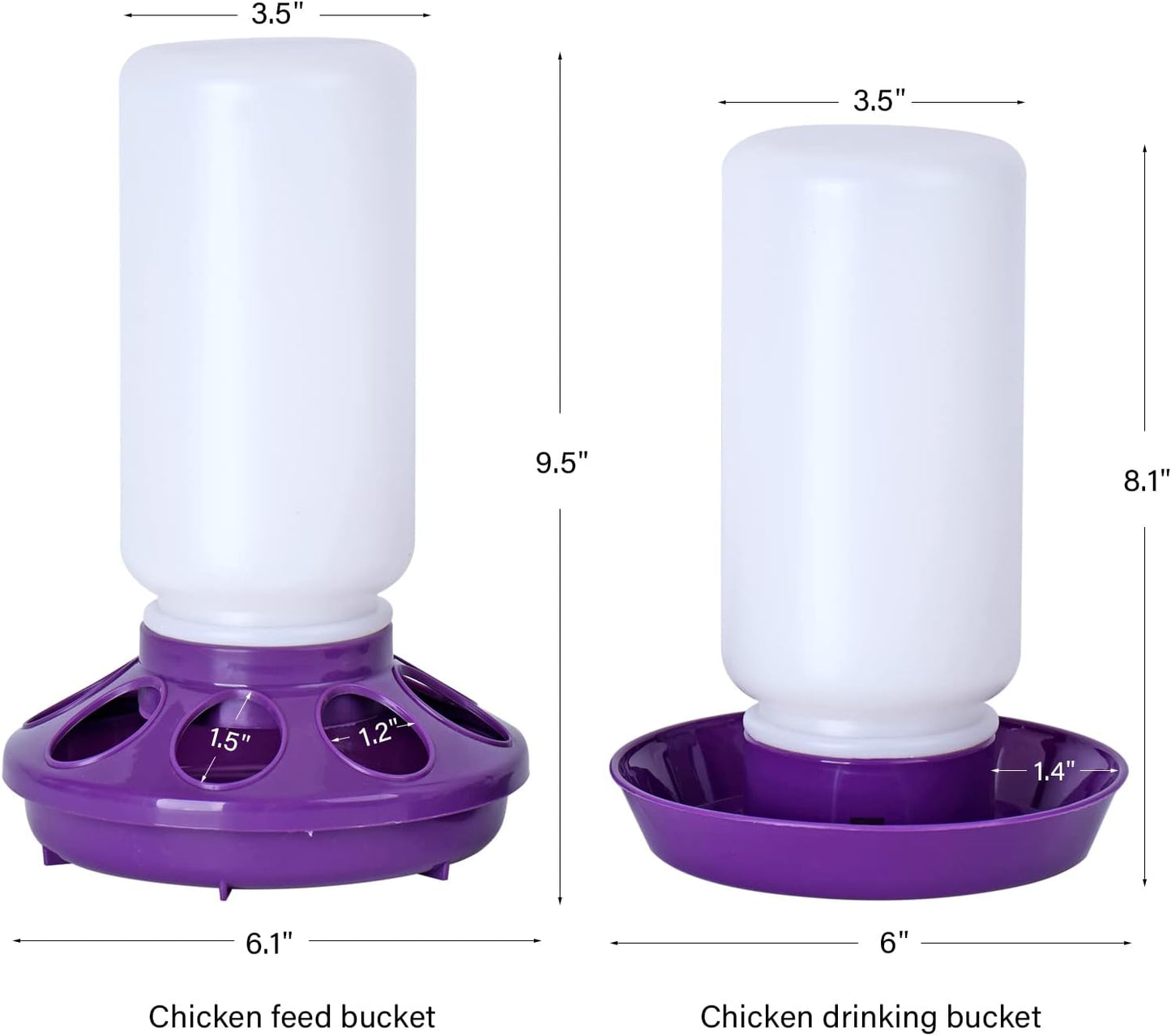 Chick Feeder and Waterer Set No Waste Chicken Water Dispenser 1L Chicken Water Feeder Poultry Waterer Baby Chick Duckling Supplies Starter Kit (Purple)