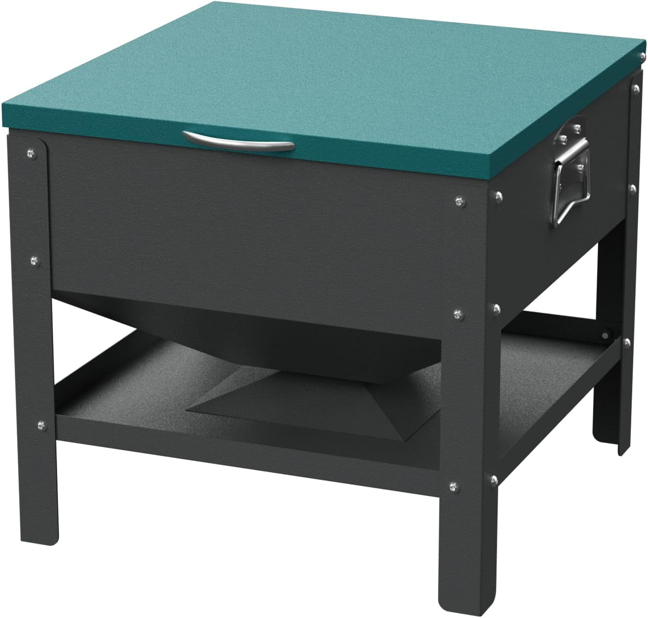 Automatic Metal Chicken Feeder,80Lb Large Capacity Portable Gravity Chicken Feeder Box with Weatherproof Lid, No Waste Poultry Feeder for Geese, Ducks(Green Lid)