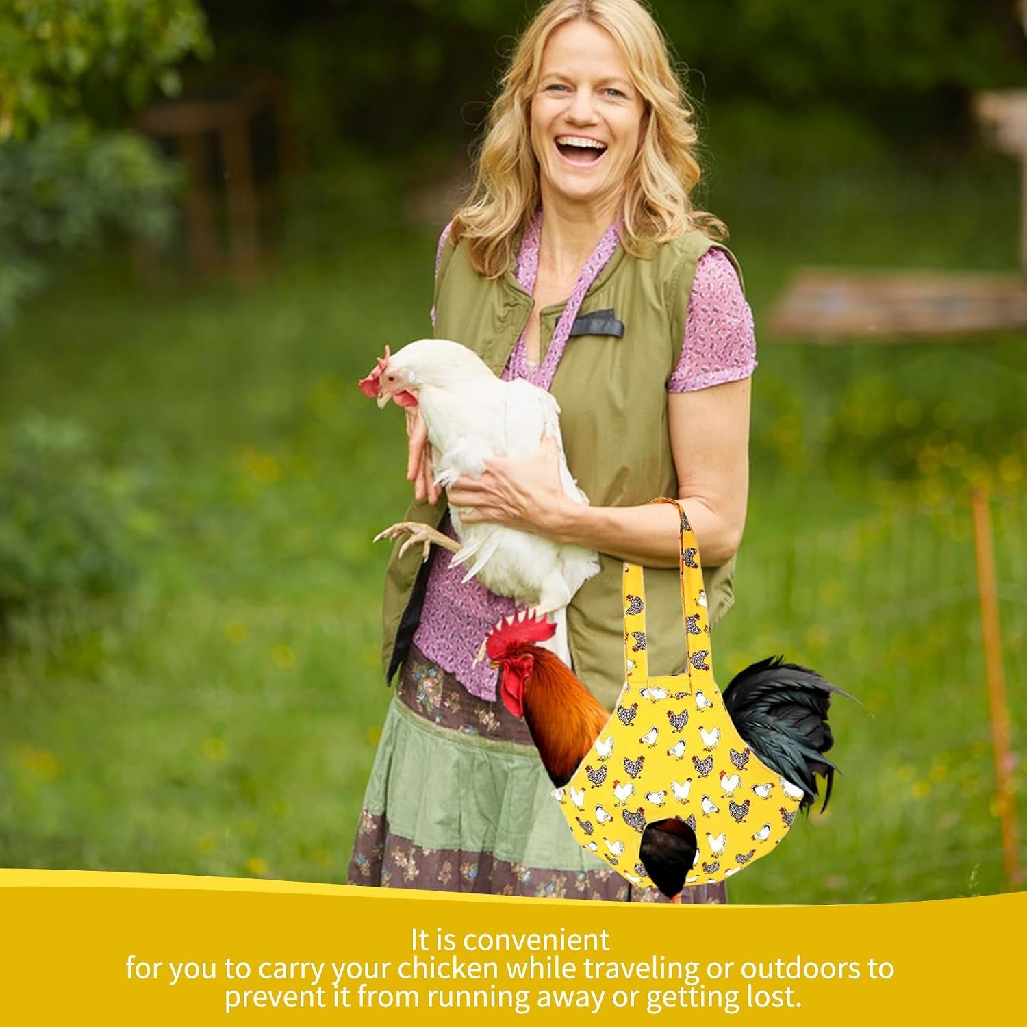 Chicken Holder Bag Chicken Medic Bag Chicken Carrier with Handle Chicken Supplies Catching Hand Bag for Hen Rooster Poultry Chicken Transport (Yellow Mix Color(1 Pack))