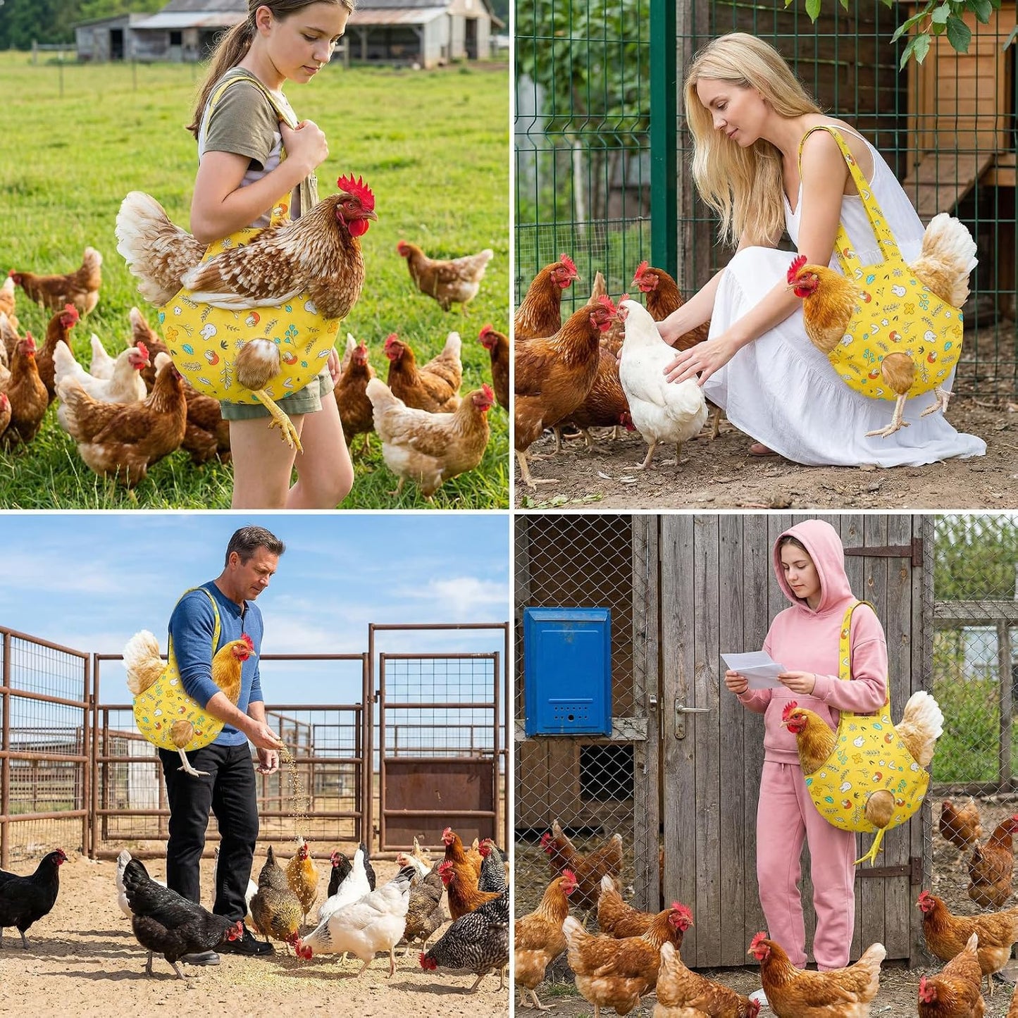 Waterproof Chicken Holder Bag, Chicken Carrier with Handle | Chickens Sling for Traveling, Hiking, Driving, Chickens Medic Bag for Hen Rooster Poultry Transport (Yellow Mix Color)