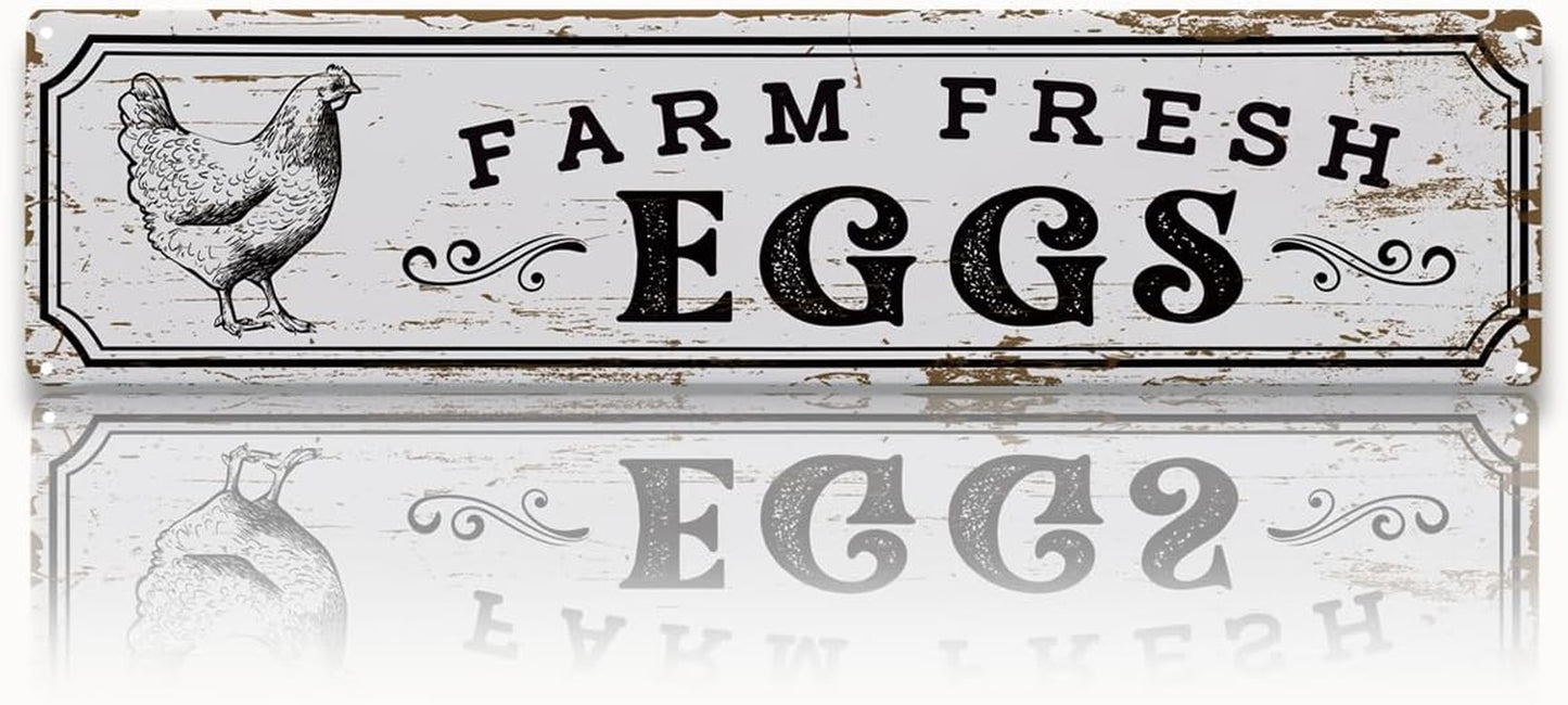 Farm Fresh Eggs Rustic Metal Chicken Coop Sign