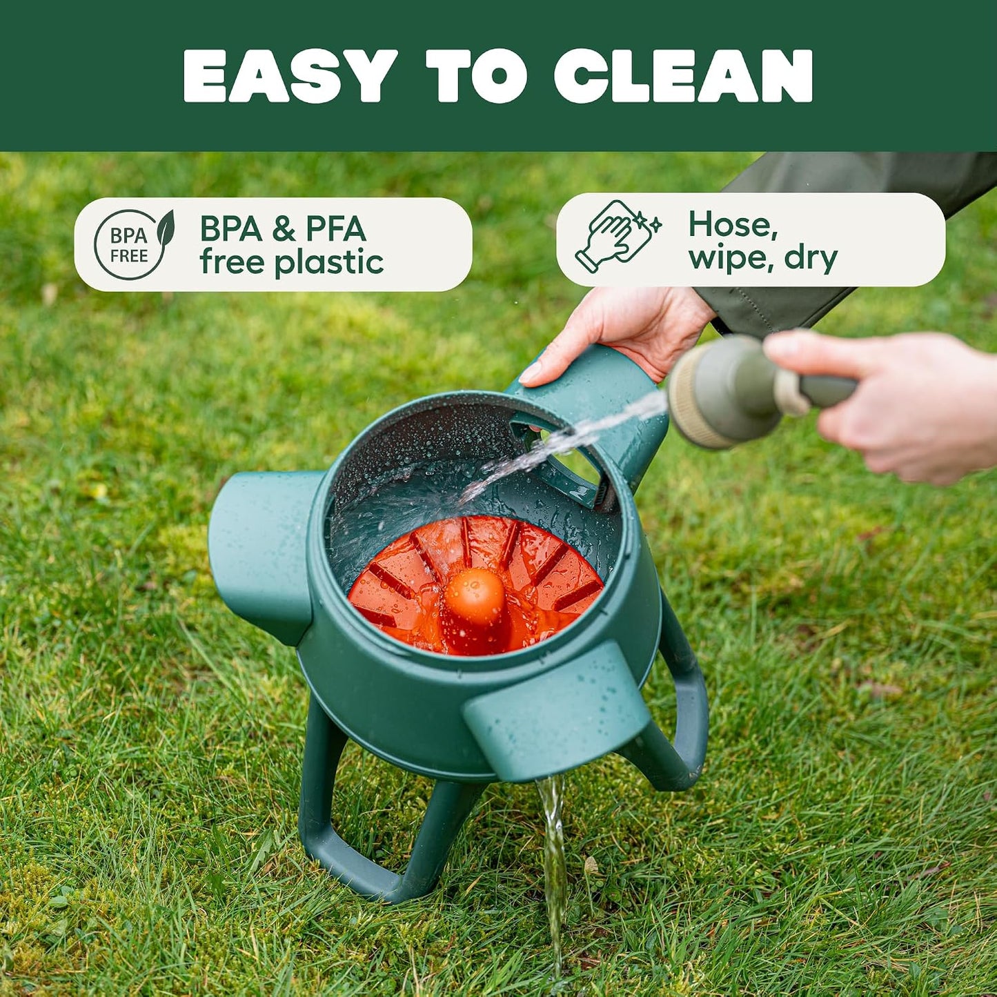 No Waste Chicken Feeder for Coop | Anti-Spill Poultry Feeder with 3 Feeding Ports | Hanging or Free Standing | Weatherproof | 6Lb