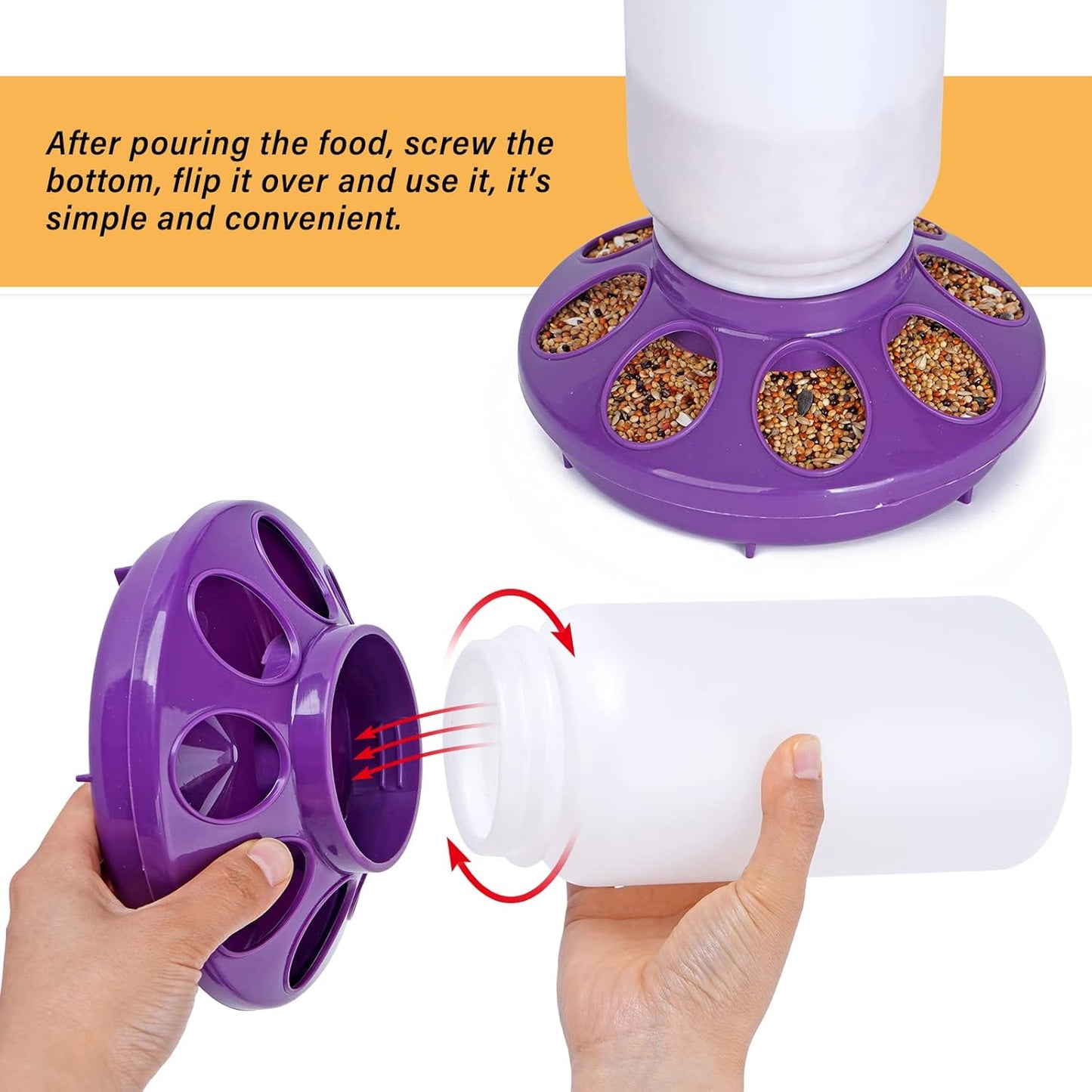 Chick Feeder and Waterer Set No Waste Chicken Water Dispenser 1L Chicken Water Feeder Poultry Waterer Baby Chick Duckling Supplies Starter Kit (Purple)