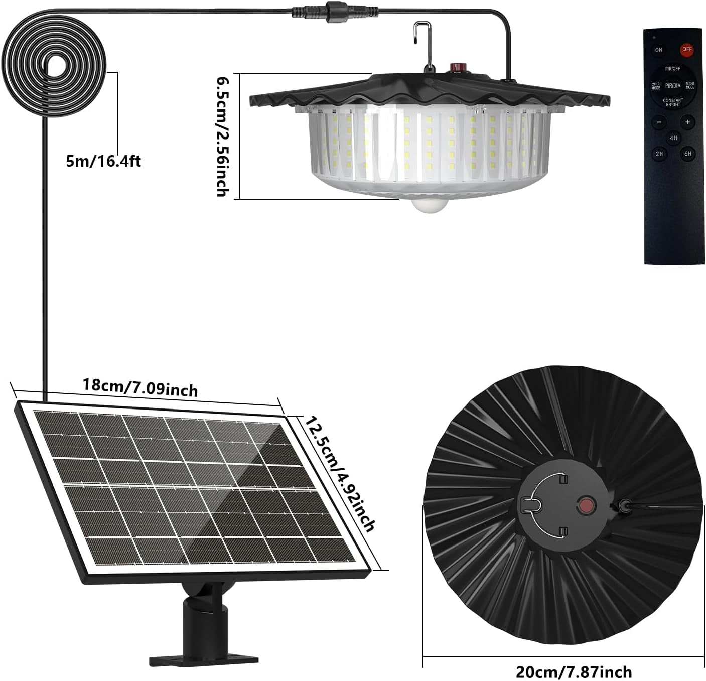 Solar Shed Light Indoor Outdoor, 396LED 360° Lighting Waterproof Solar Powered Pendant Light with Motion Sensor, 5 Modes, Remote & Timer, for Home Shed Chicken Coop Barn Shop Gazebo Garage