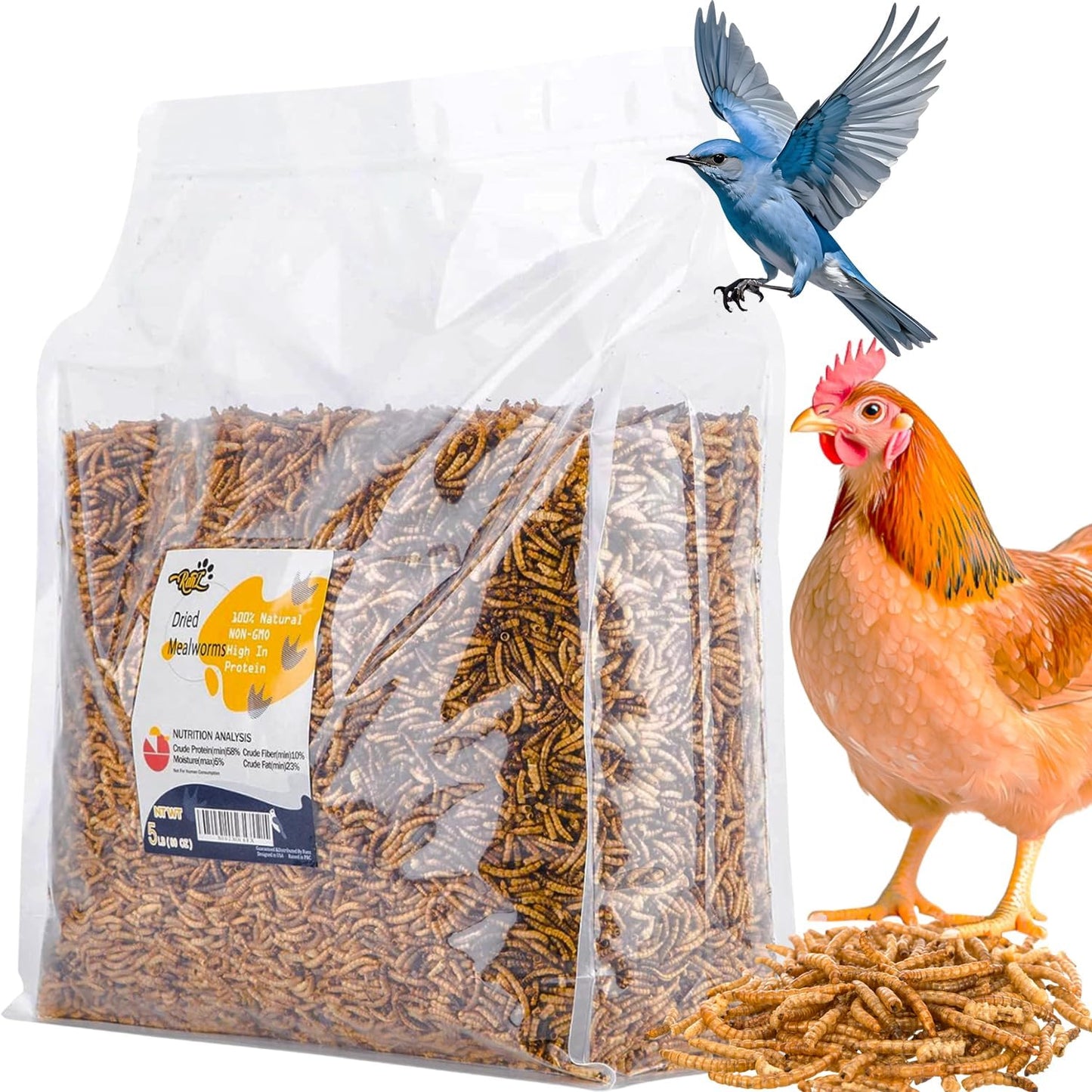 5-Lb Dried Mealworms for Chickens, Ducks & Wild Birds