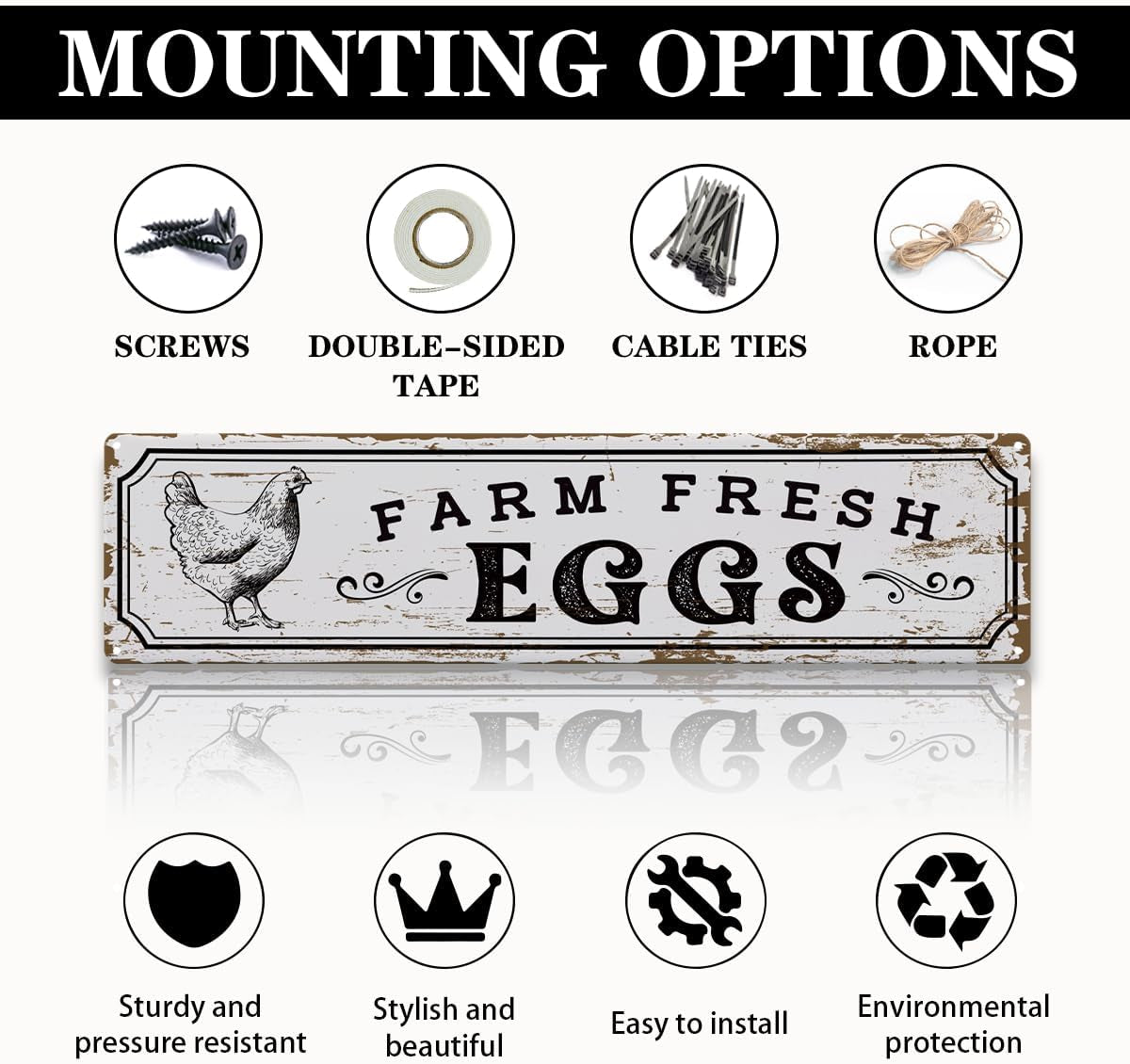 Farm Fresh Eggs Rustic Metal Chicken Coop Sign