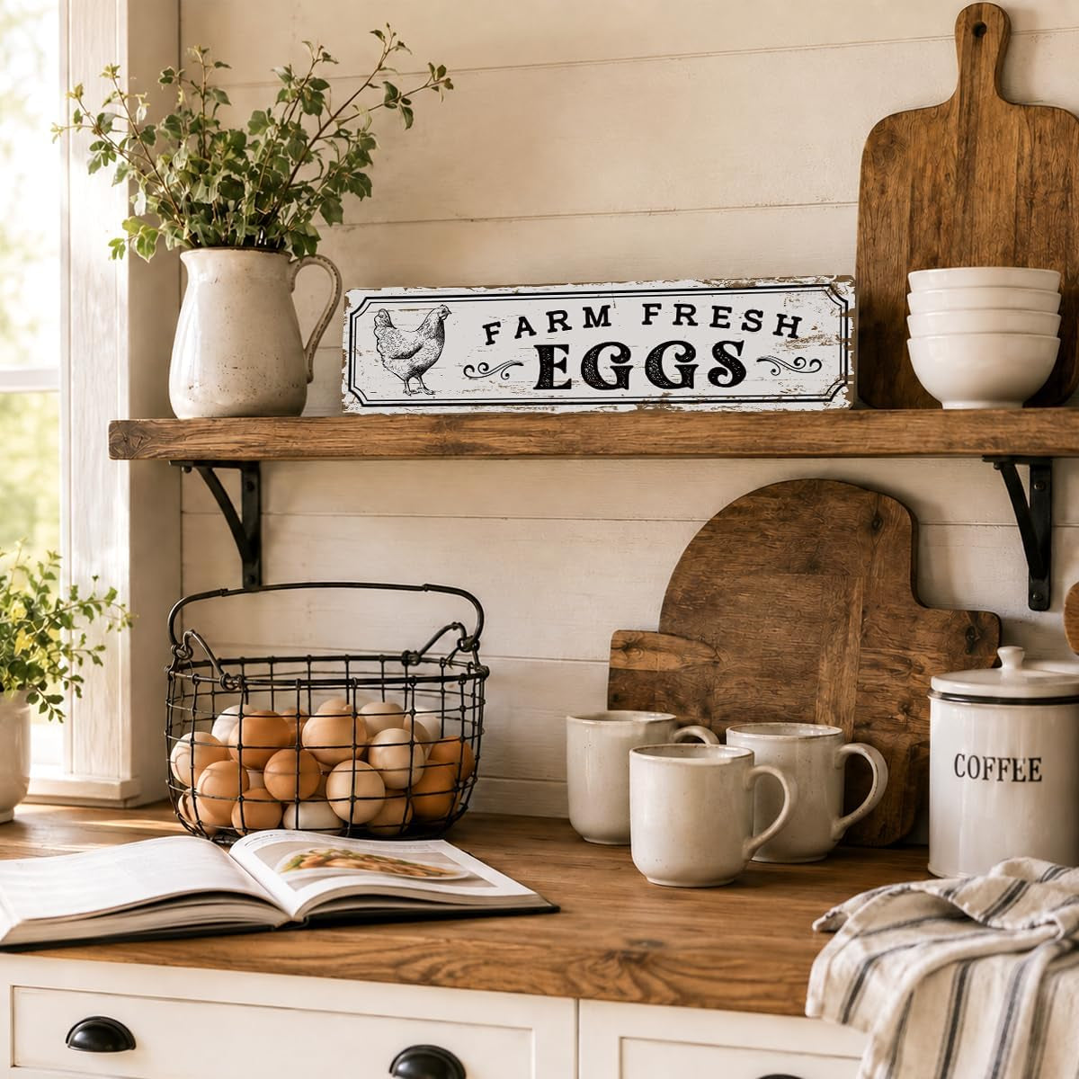 Farm Fresh Eggs Rustic Metal Chicken Coop Sign