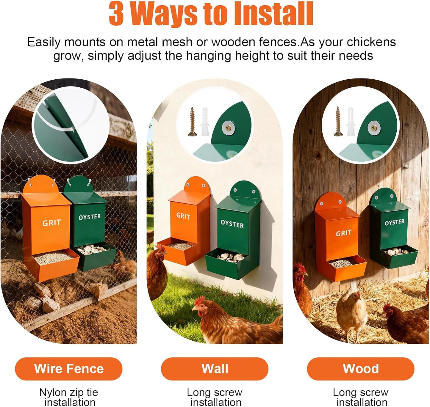 2-Pack Chicken Grit & Oyster Shell Feeder