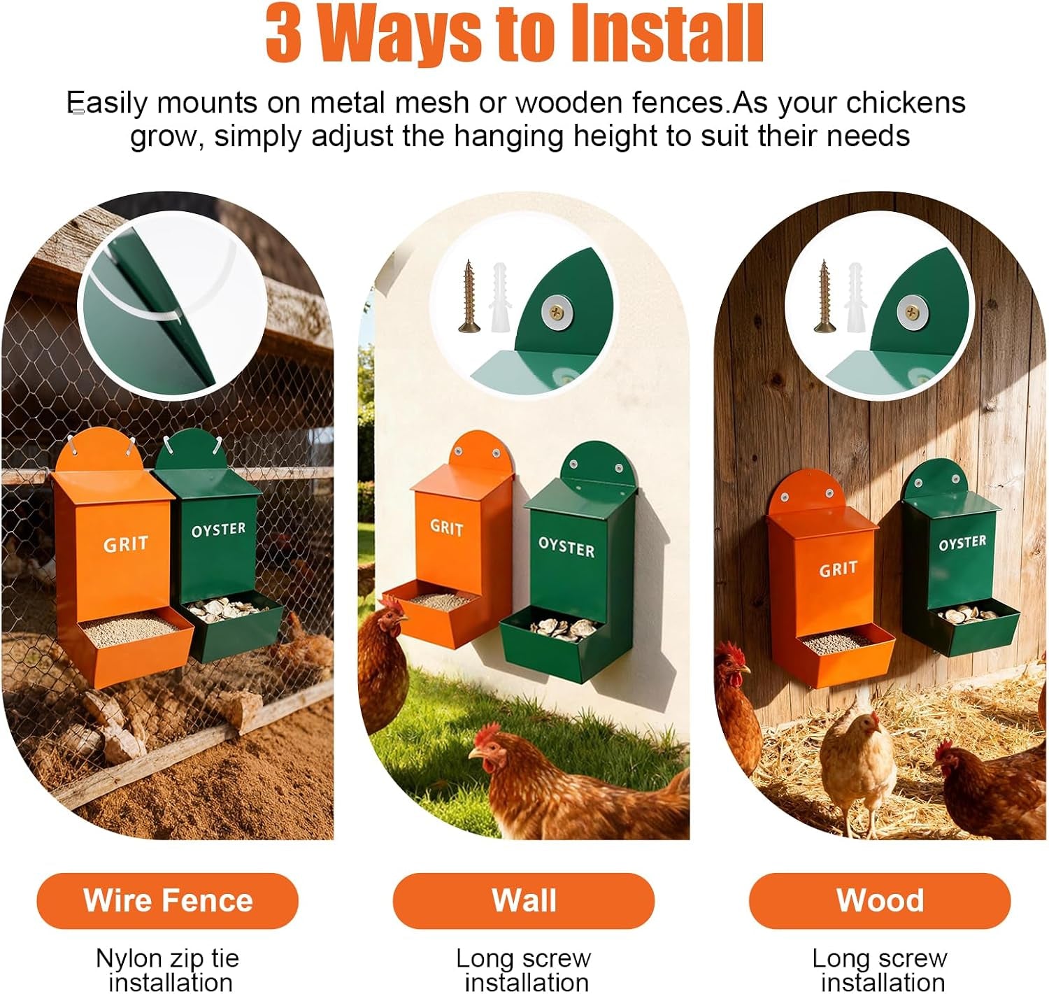 2-Pack Chicken Grit & Oyster Shell Feeder