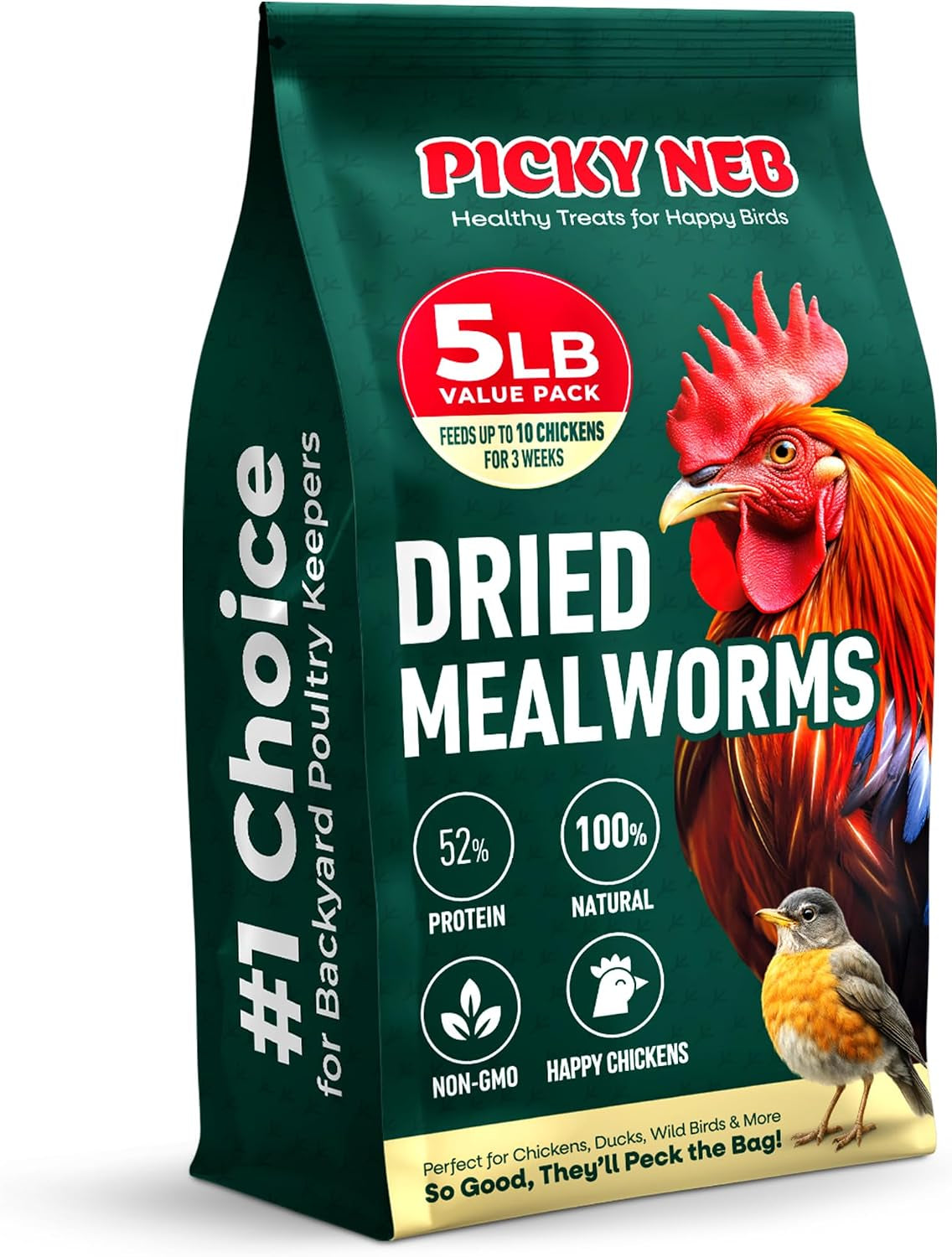 5-Lb Non-GMO Dried Mealworms for Chickens & Birds
