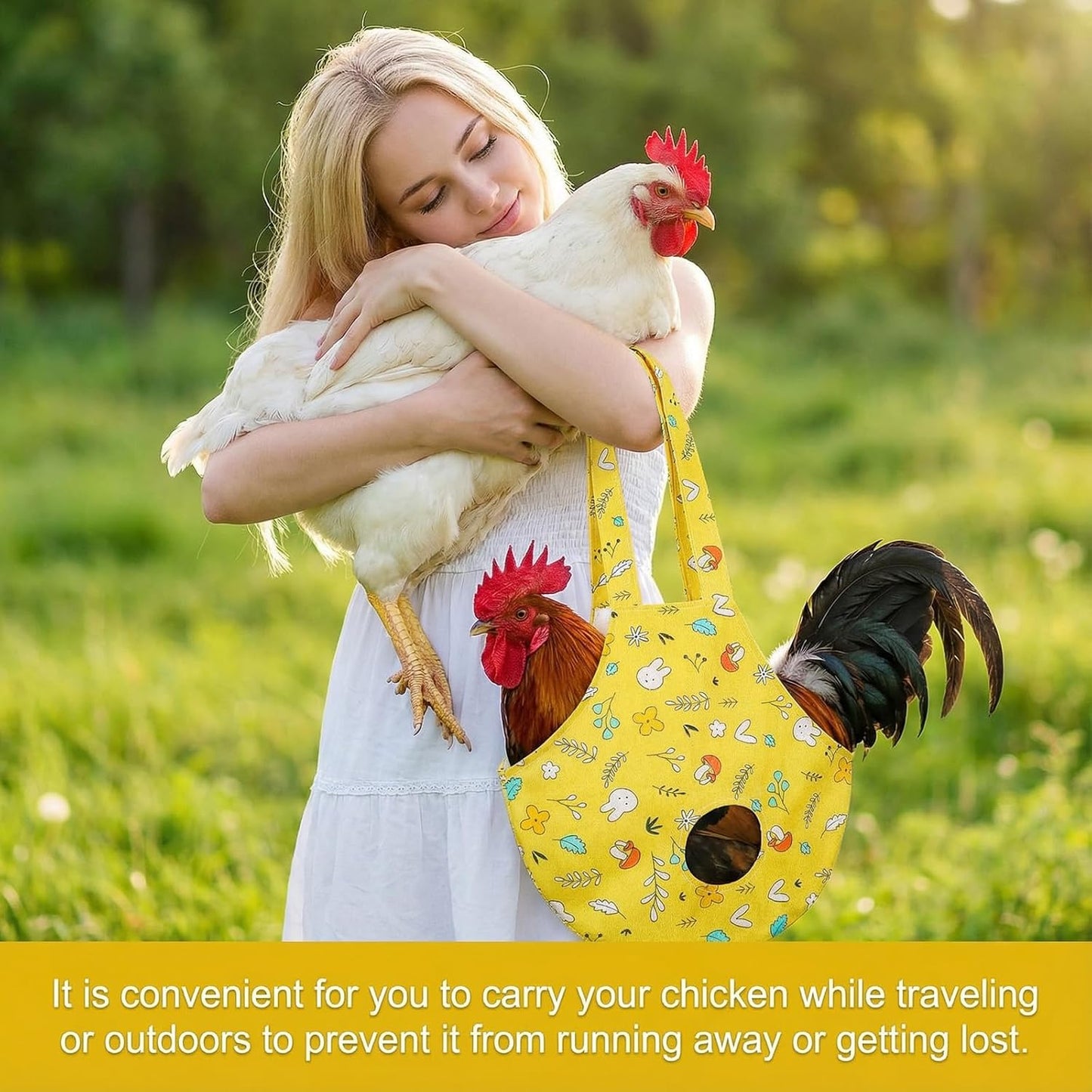 Waterproof Chicken Holder Bag, Chicken Carrier with Handle | Chickens Sling for Traveling, Hiking, Driving, Chickens Medic Bag for Hen Rooster Poultry Transport (Yellow Mix Color)