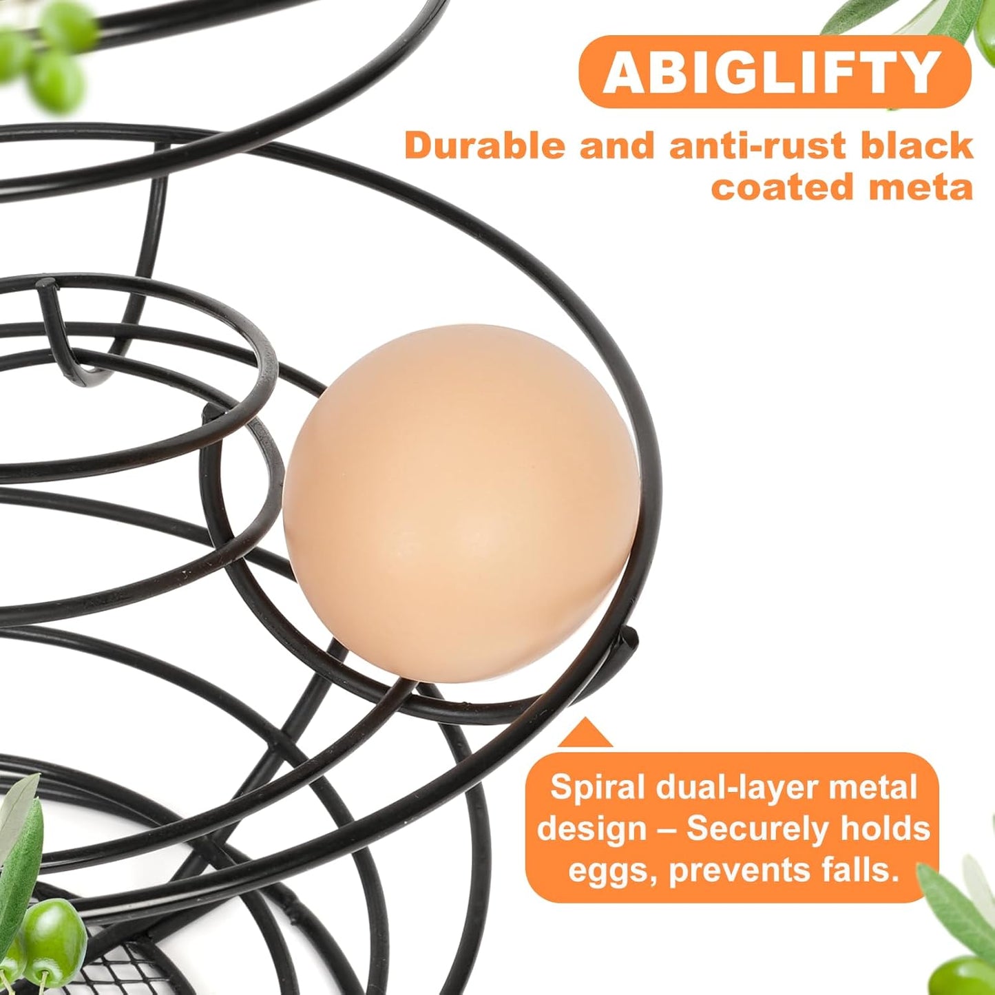 Spiral Metal Egg Holder Countertop, Fresh Egg Holder Countertop,Egg Storage for Countertop, Spiral Egg Storage Display Rack for Kitchen,Farmhouse